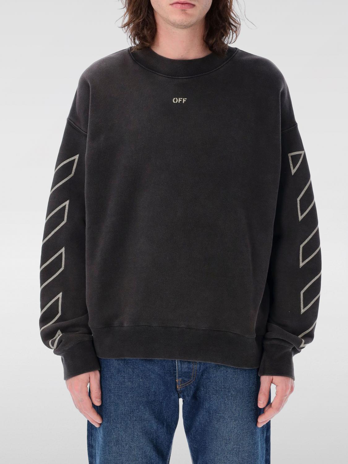 Off-white Felpa Oversize In Cotone Ardesia Uomo In Schwarz