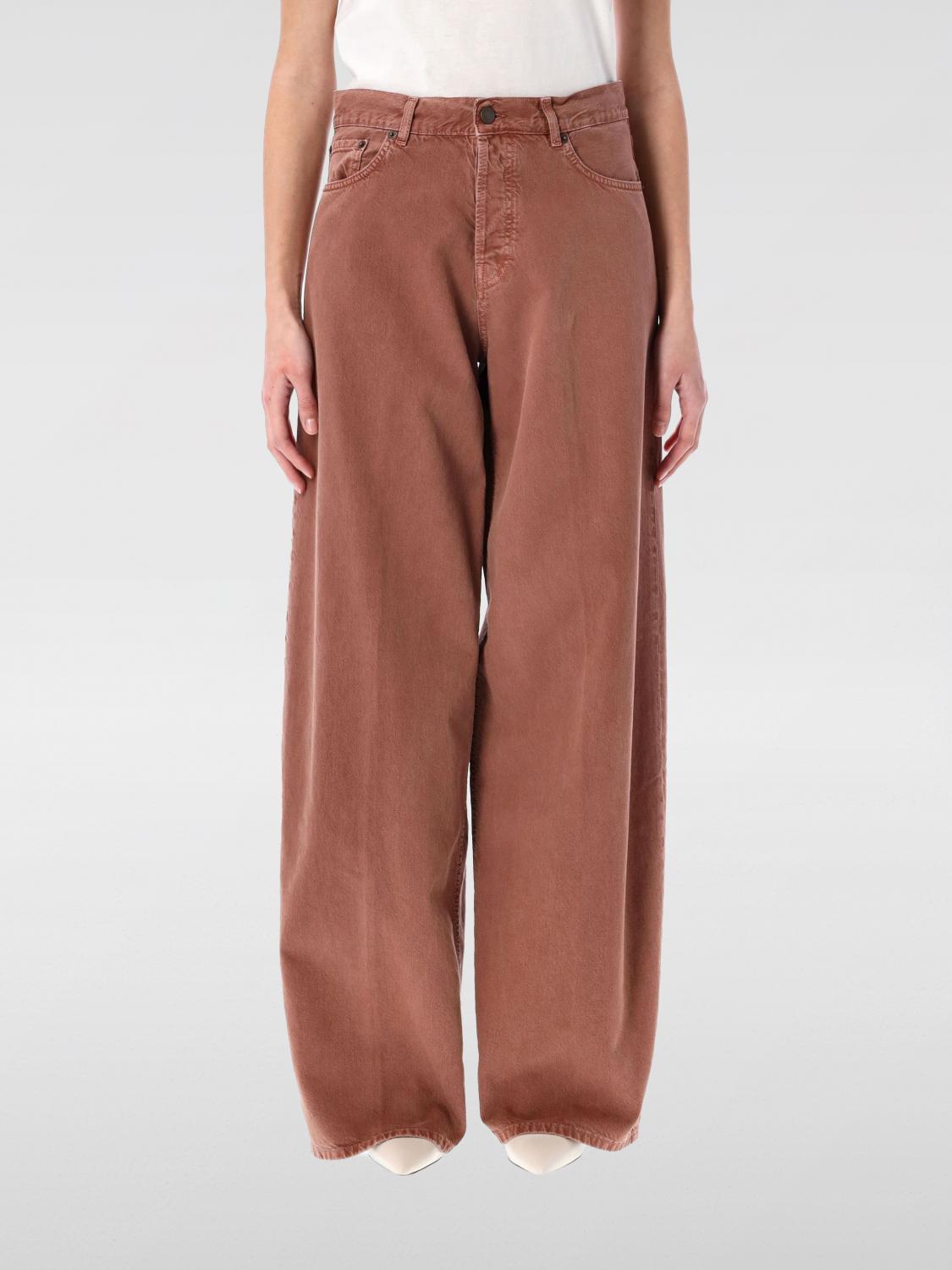 Haikure Bethany Wide-leg Brown Denim Jeans In Brick Red