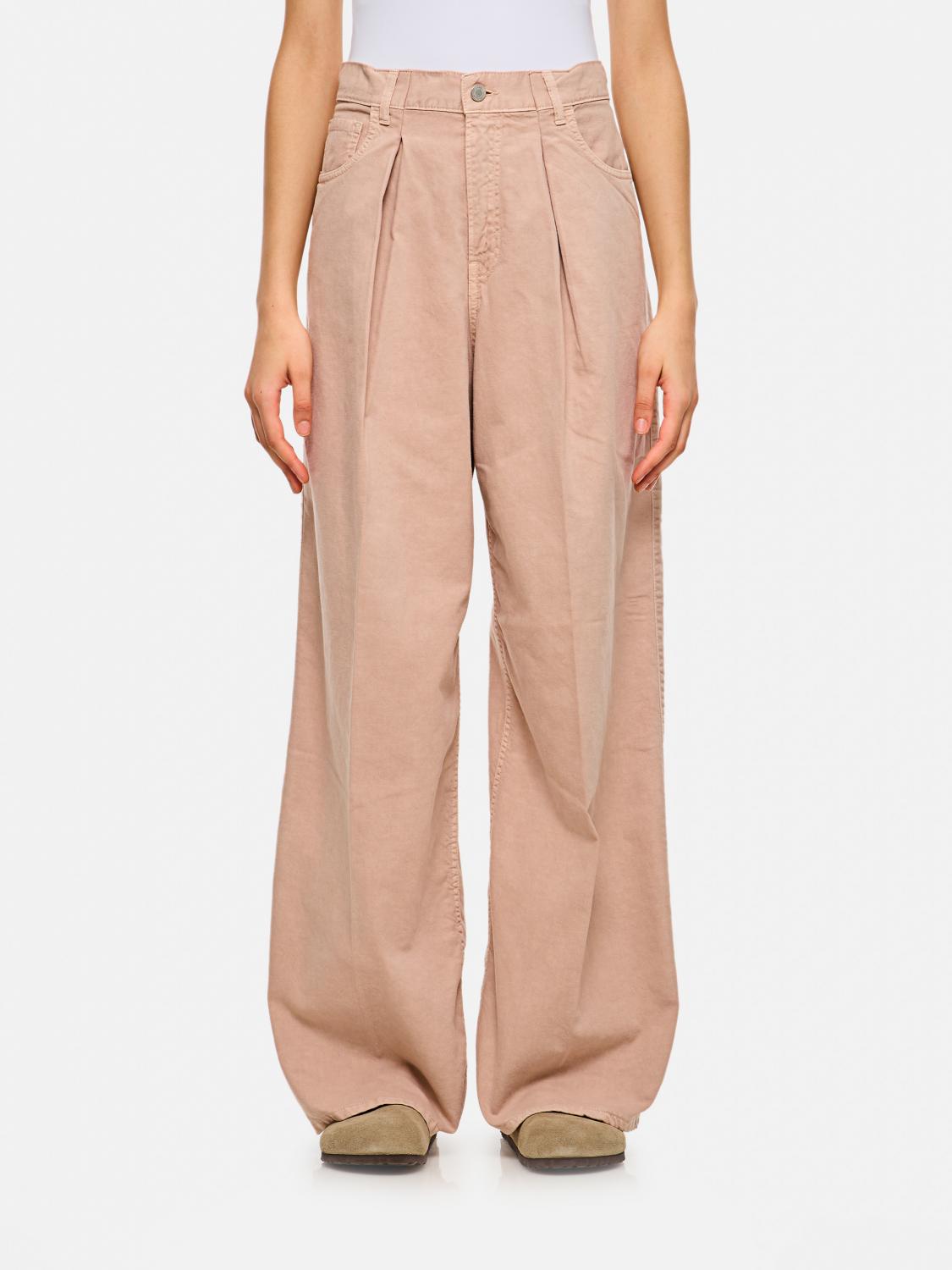 Haikure Wide High-waisted Jeans With Relaxed Fit And Pleat Details In Brown