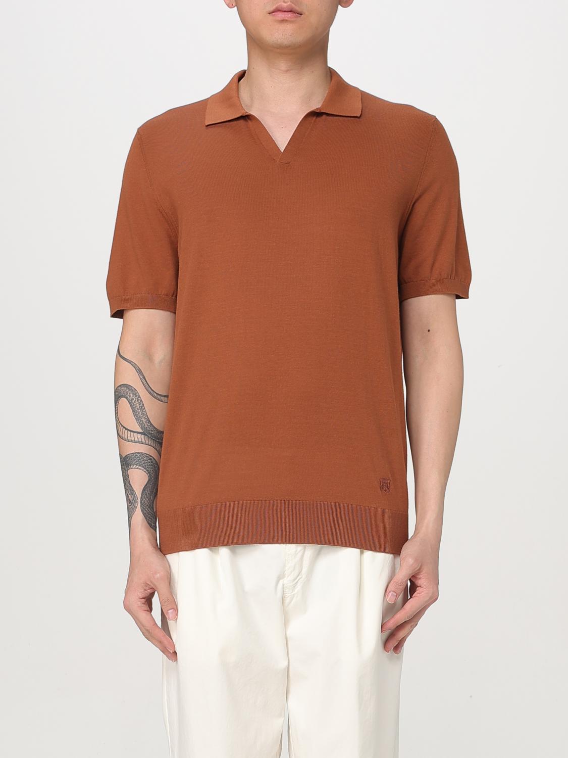 Corneliani Polo Design Brown Sweater With Relaxed Fit In Earth