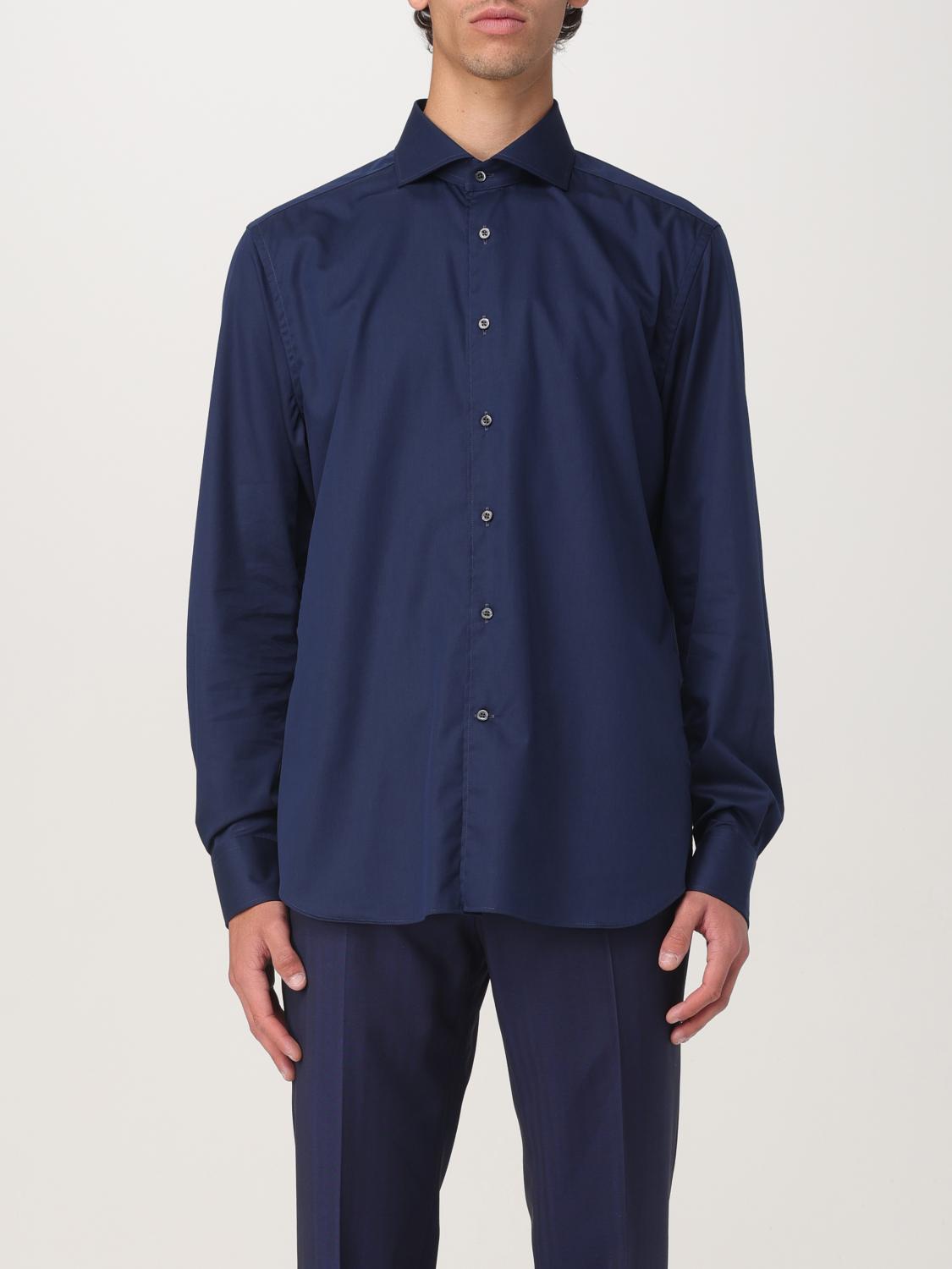 Corneliani Cutaway-collar Cotton Shirt In Blau 1