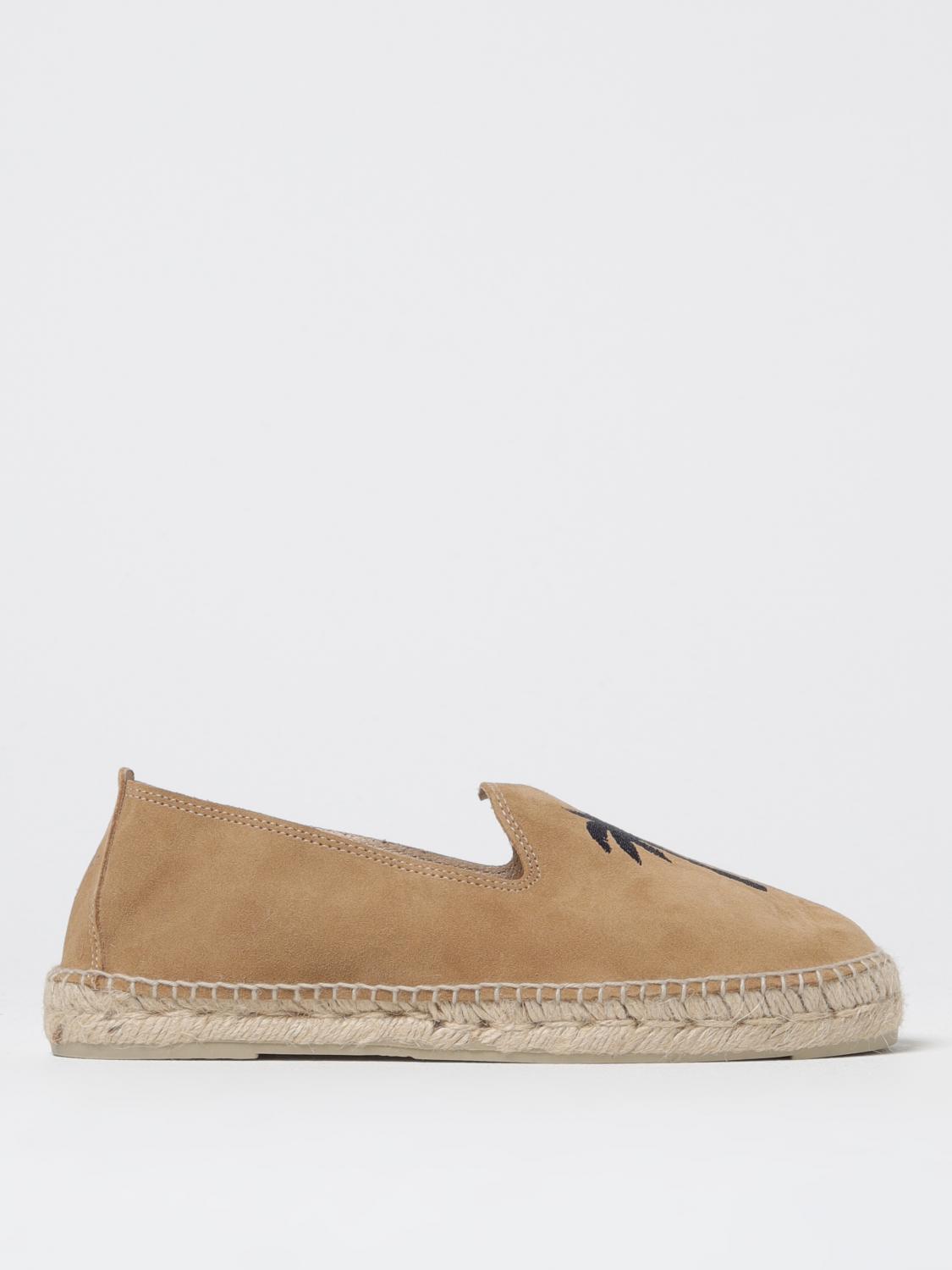 Manebi Beige Palm Tree Embroidered Espadrilles In Beige