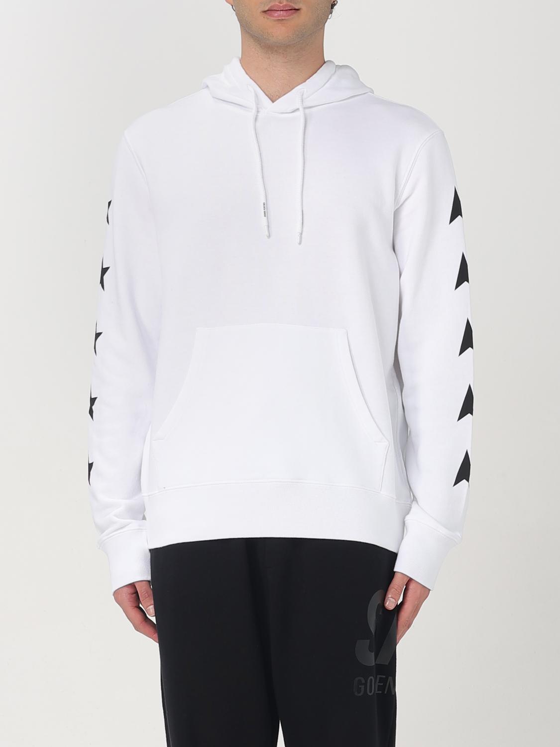 Golden Goose Star Print Hooded Sweater With Kangaroo Pocket In Weiss