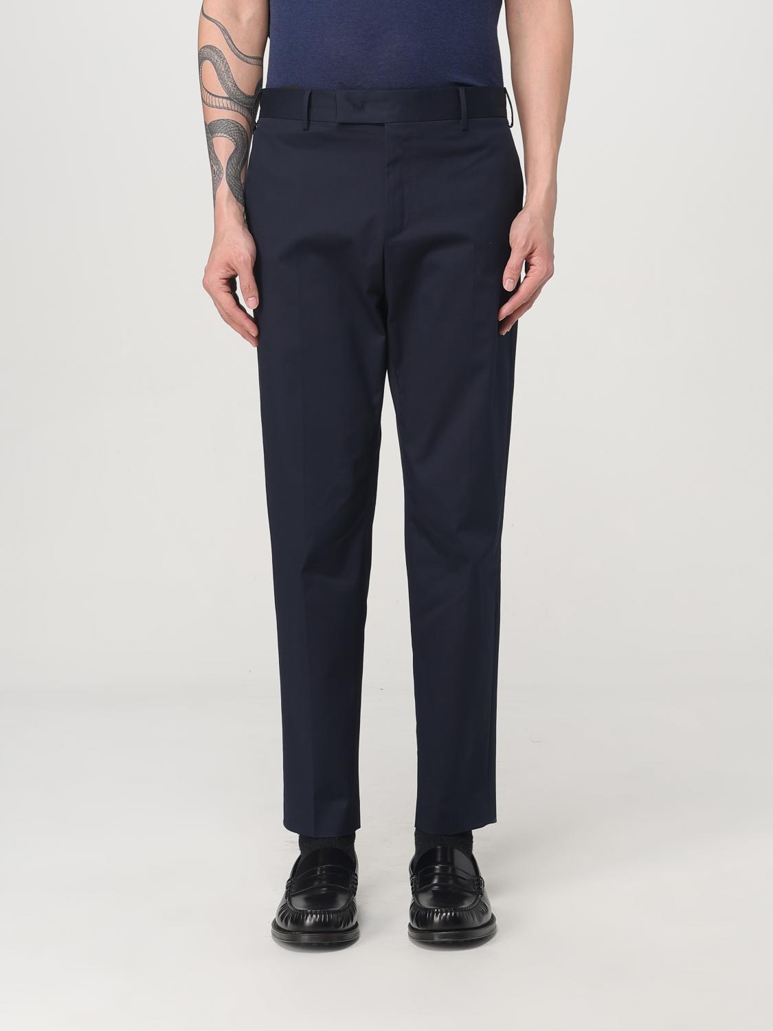 Pt Torino Slim-fit Chino Pants With Peats In Blau