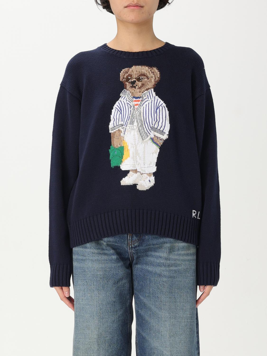 Polo Ralph Lauren Polo Bear Cotton Crewneck Jumper In Blue