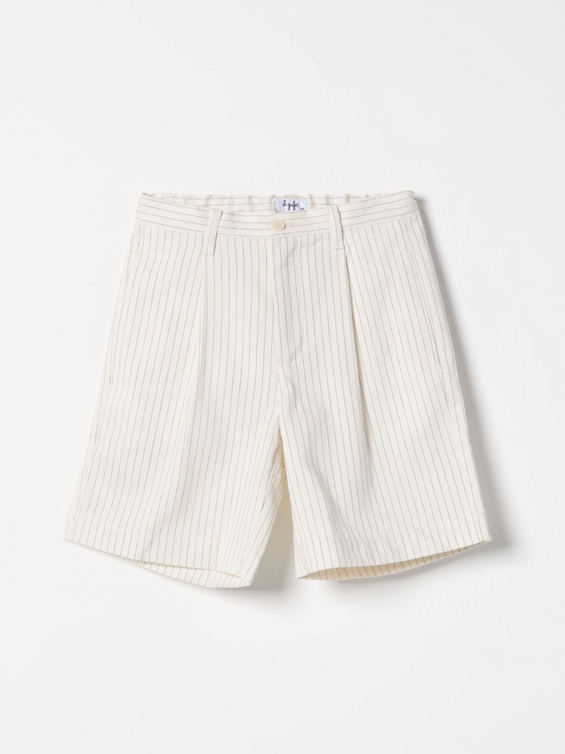 Il Gufo Linen Striped Bermuda Shorts In Weiss