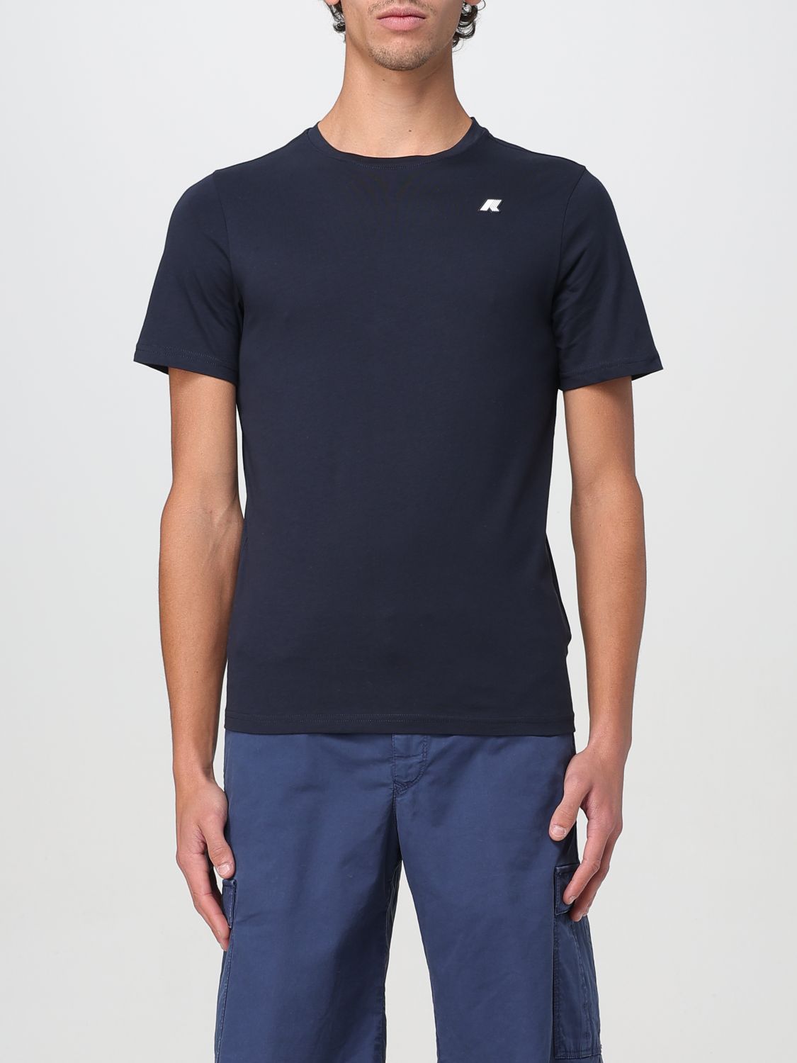 K-way T-shirt With Logo In Technical Fabric In Blau