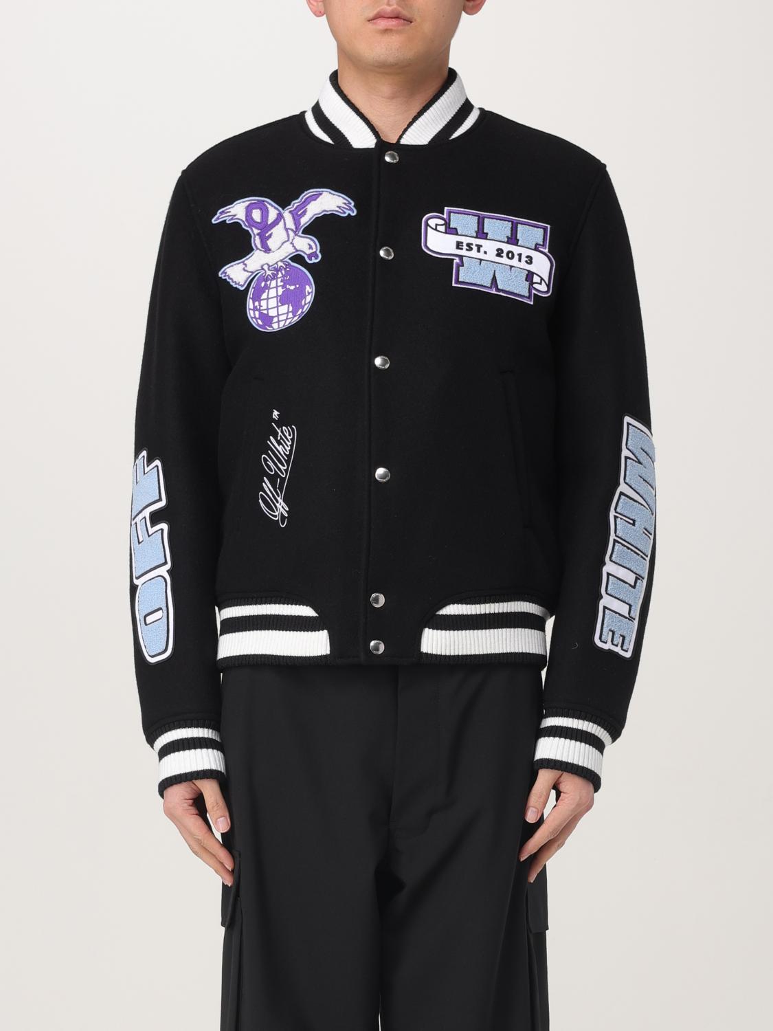 Off-white Off White Men Eagle Wool Varsity Jacket In Schwarz