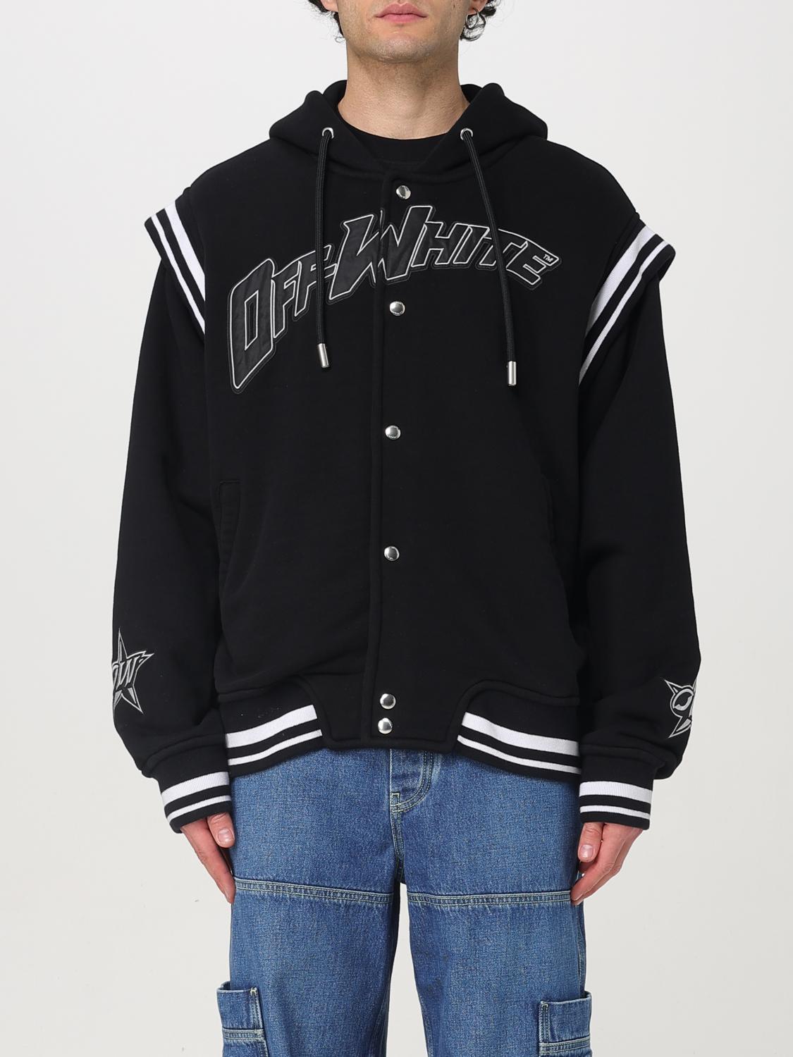 Off-white Black Varsity Sweatshirt With Press-stud Fastening And Bold Lettering In Schwarz