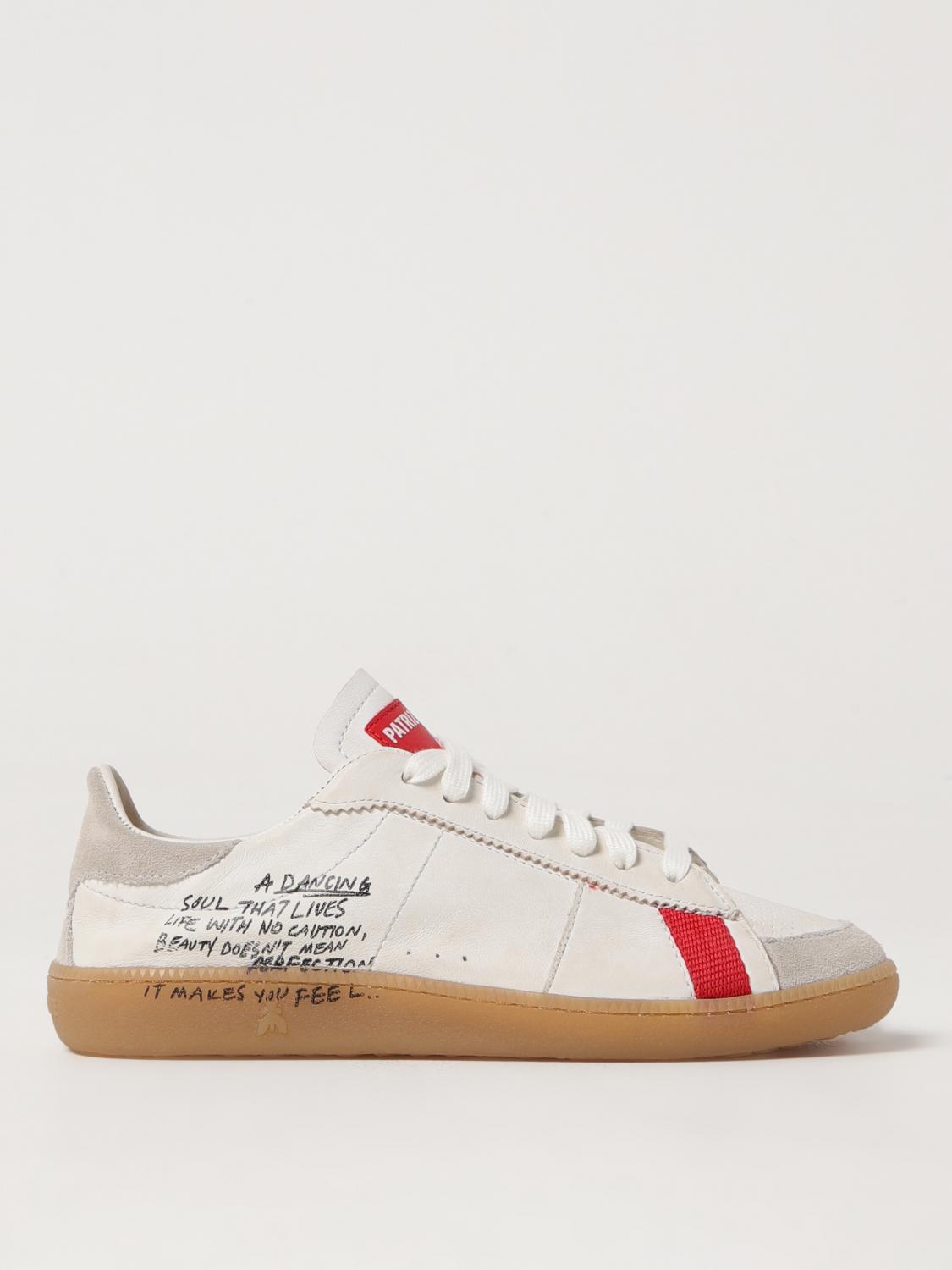 Patrizia Pepe Sneaker Skin In Nappa Con Lettering Bianco/rosso In White