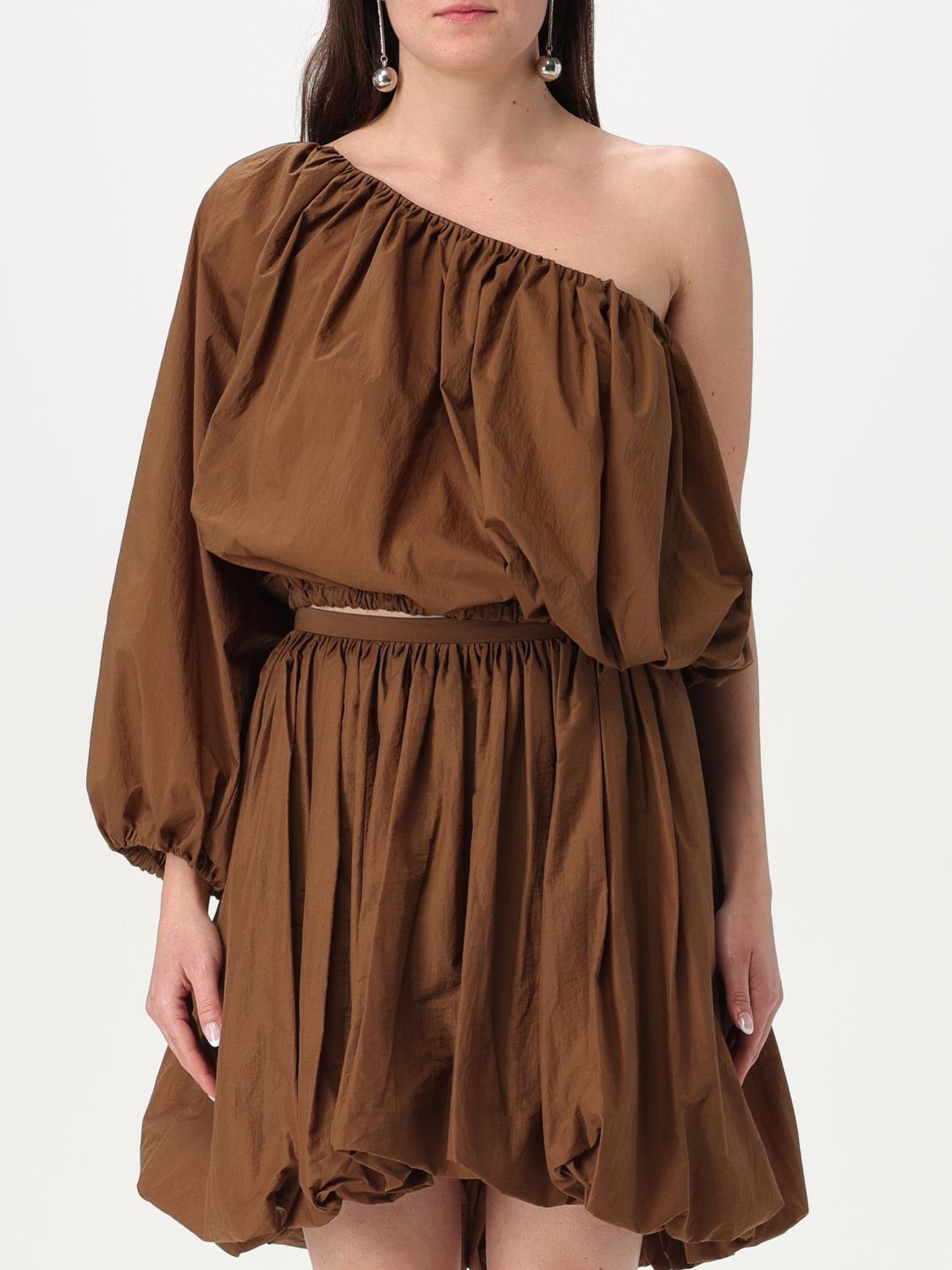 Philosophy Di Lorenzo Serafini One-shoulder Brown Top With Voluminous Silhouette In Brown