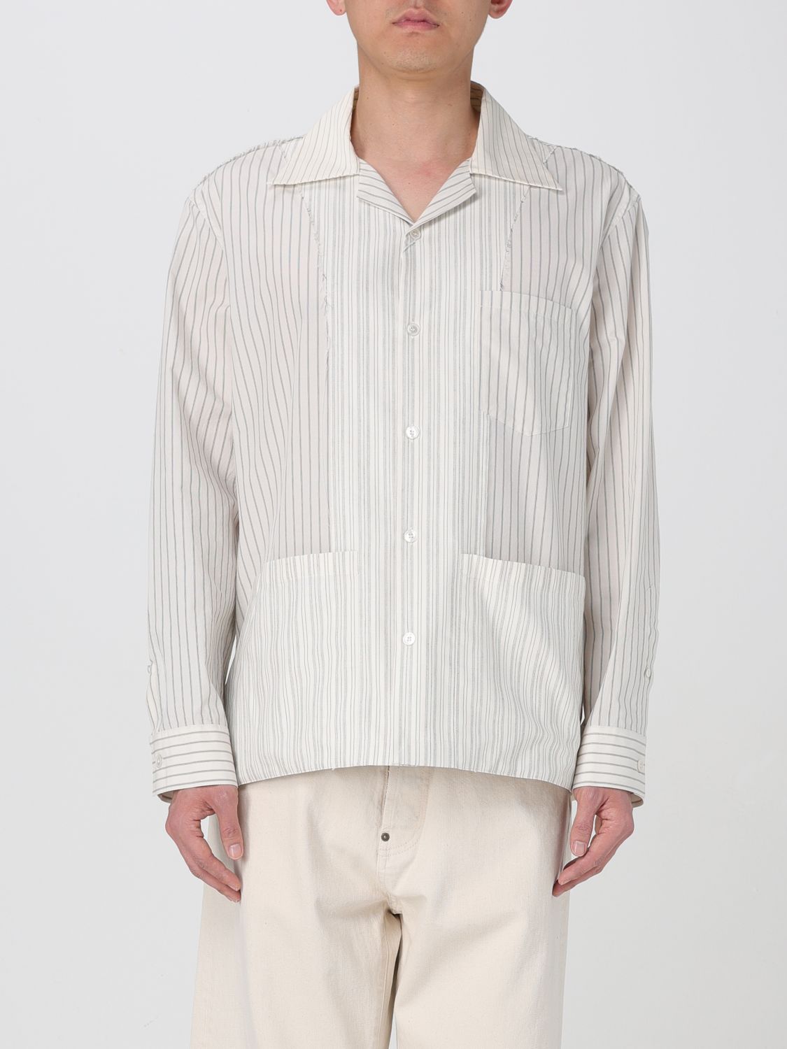 Maison Margiela Camicia In Cotone Ricamato Uomo In Multicolor