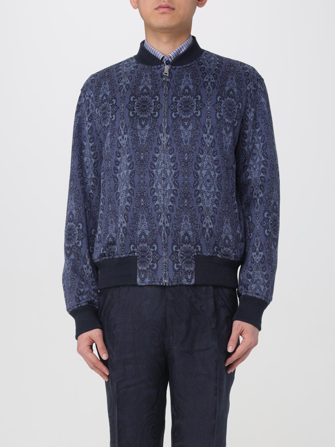 Etro Jacquard Bomber Jacket Casual Jackets And Parka In Blue