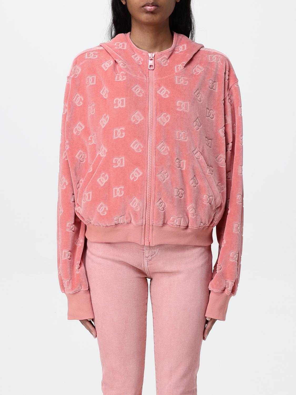 Dolce & Gabbana Pink Chenille Jacquard Hoodie In Pink