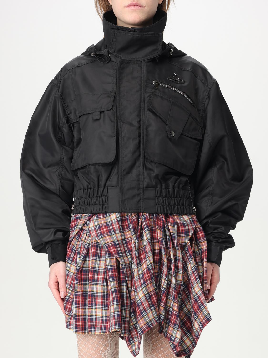 Vivienne Westwood Cropped Bomber Jacket Hood Removable In Schwarz