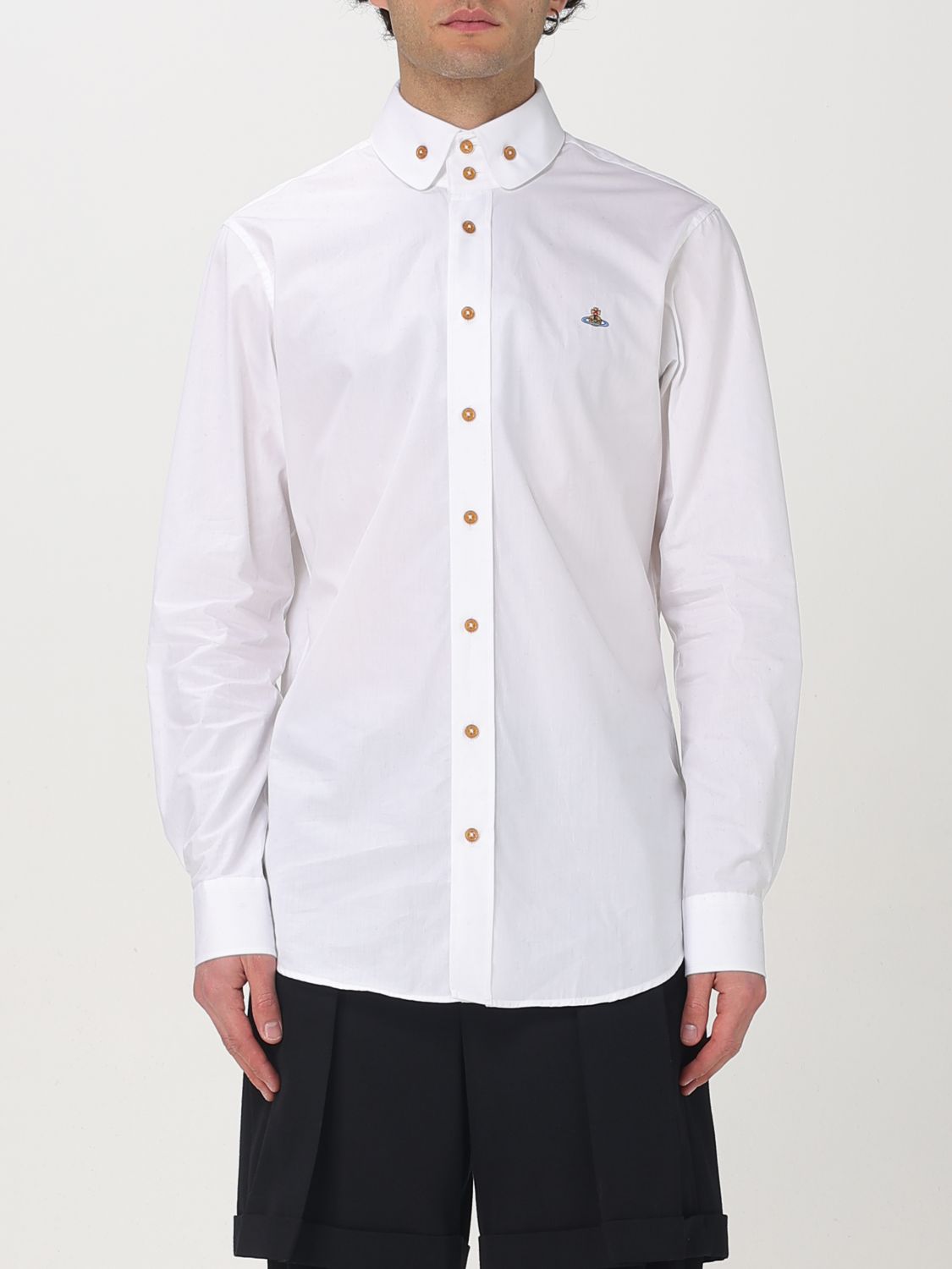Vivienne Westwood Krall Logo-embroidered Cotton Shirt In Weiss