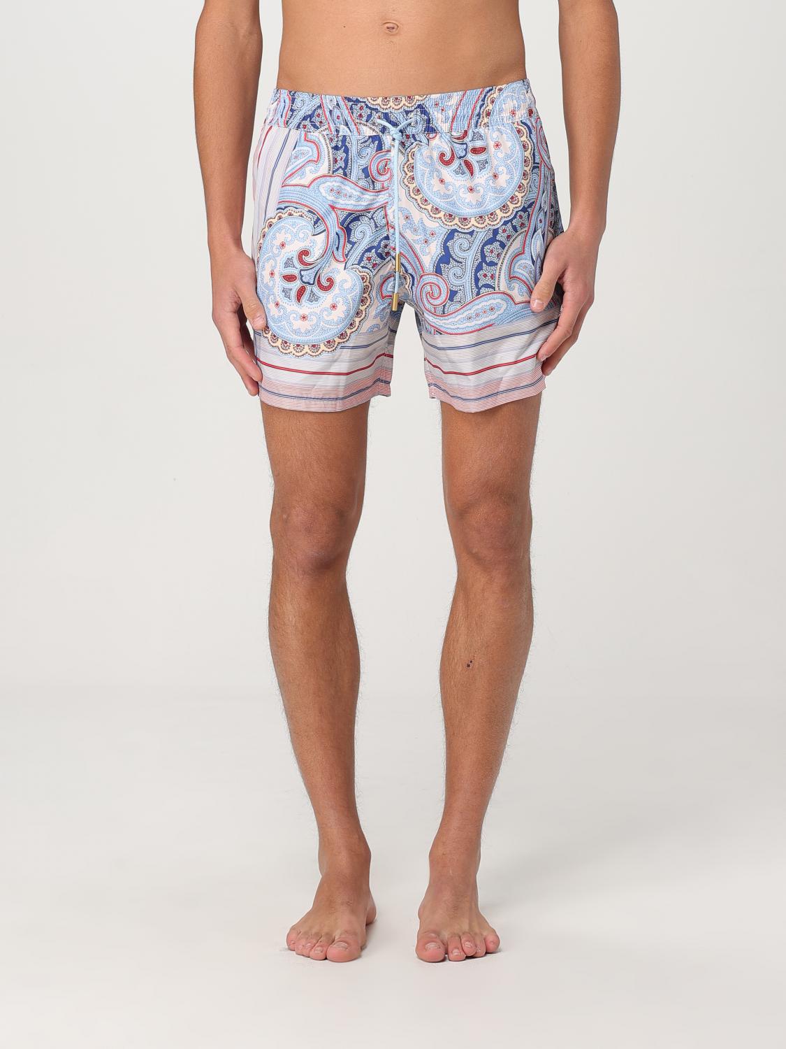 Etro Paisley Print Drawstring Waist Swimsuit In Gnawed Blue