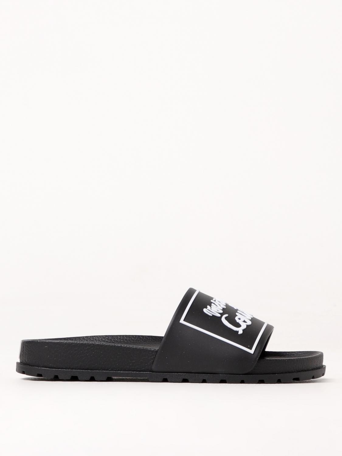 Versace Jeans Couture Black Logo Shelly Pool Slides In Schwarz