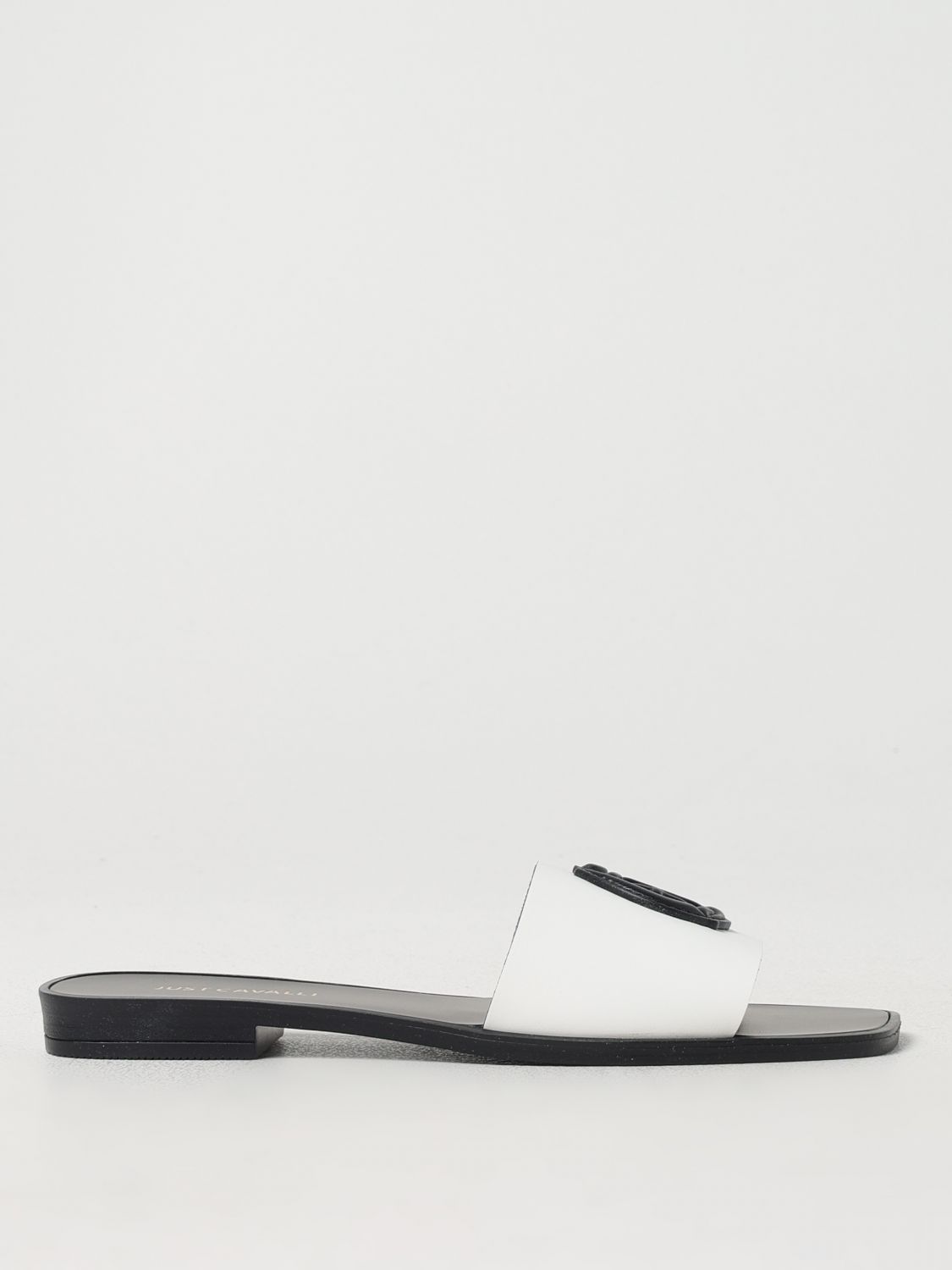 Shop Just Cavalli Flat Sandals Woman Color White In ホワイト