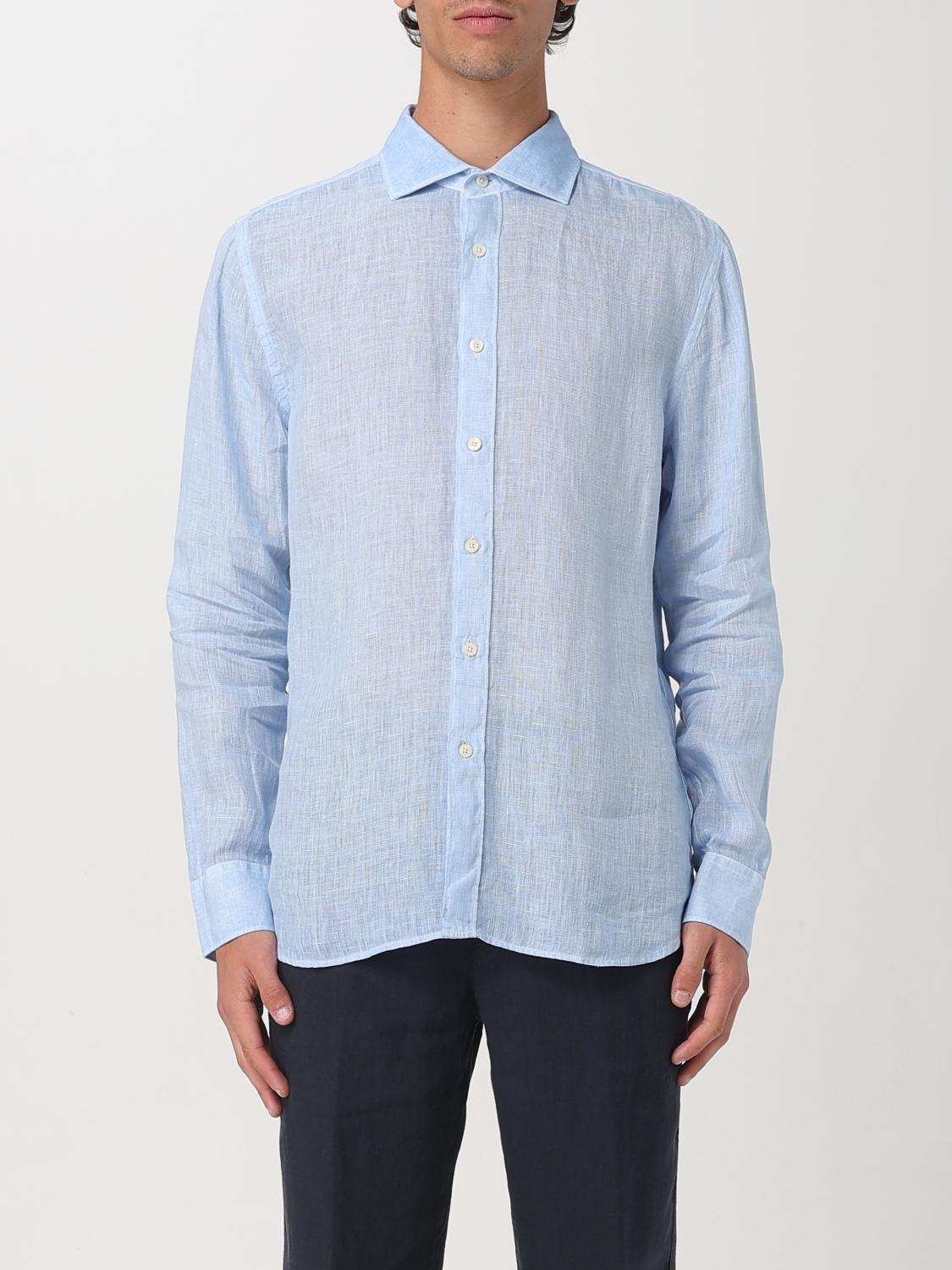 120% Lino Shirt  Men Color Gnawed Blue In Blau