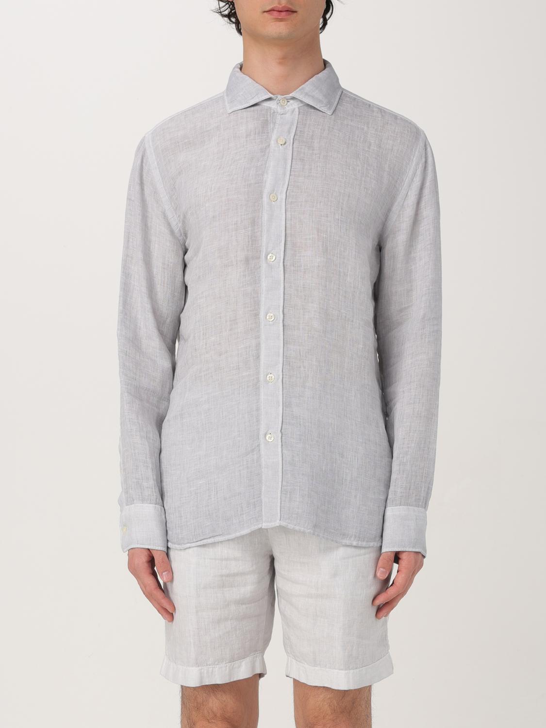 120% Lino Shirt  Men Color Gnawed Blue In Perle