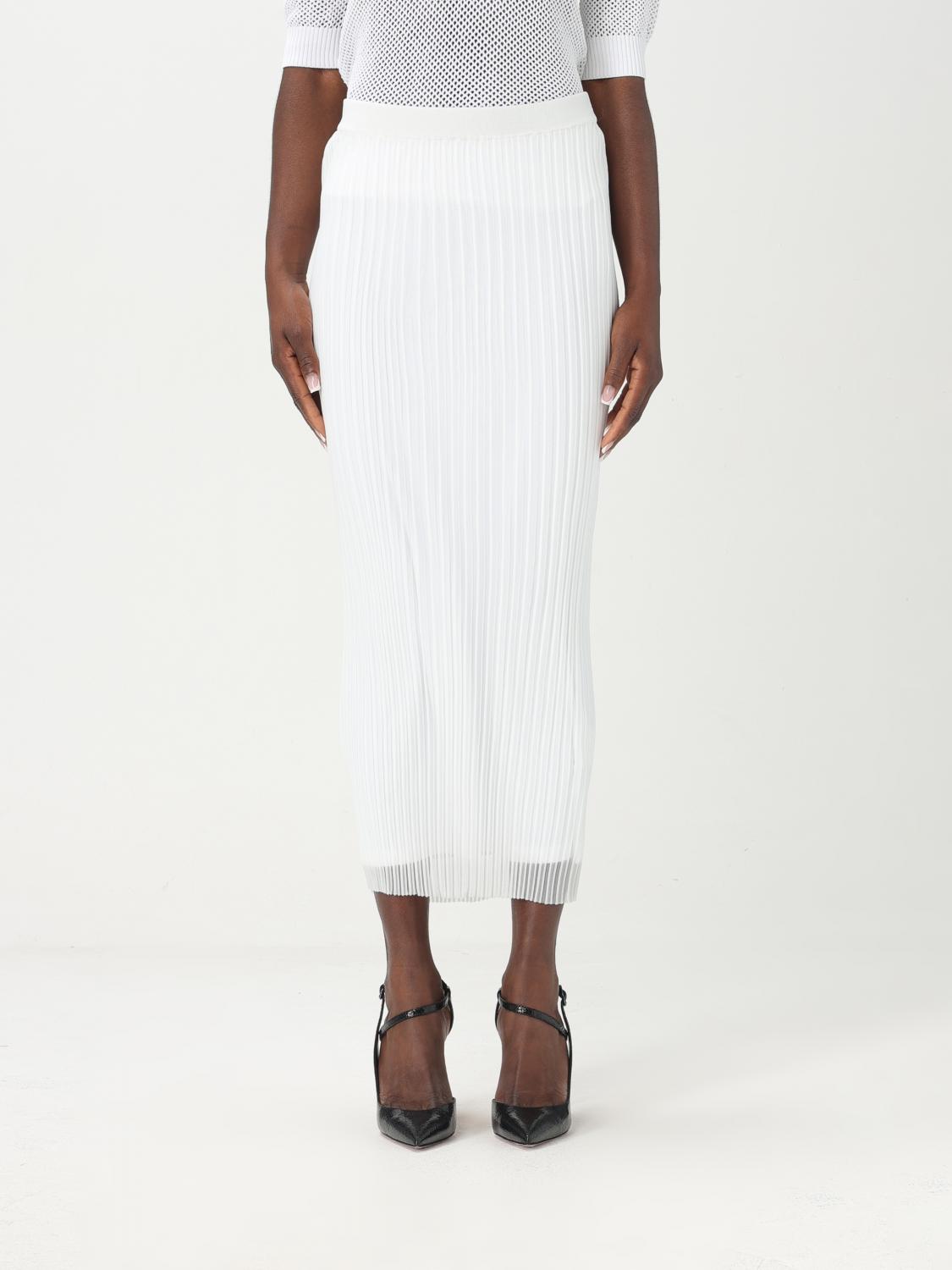 Sportmax Knitwear Culotte Midi Skirt With Sheer Effect In White
