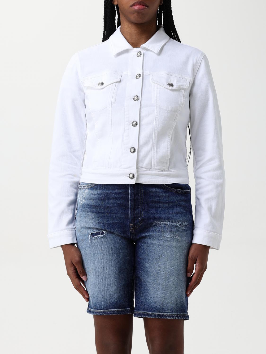 Dondup White Denim Cropped Jacket In White