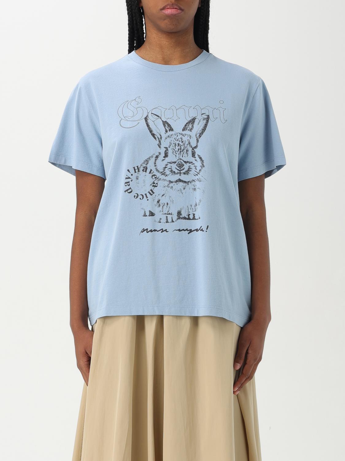Ganni Future Basic Jersey Bunny Relaxed T-shirt Soft Chambray In Gnawed Blue