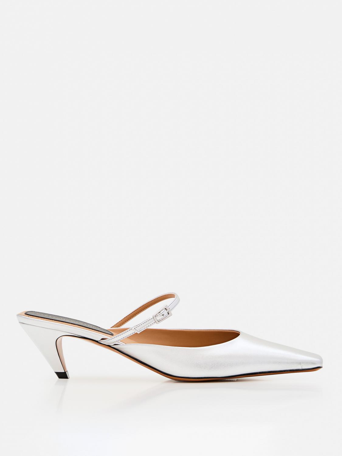 Stella Mccartney 90mm Buckle-fastening Slingback Mules In Silver