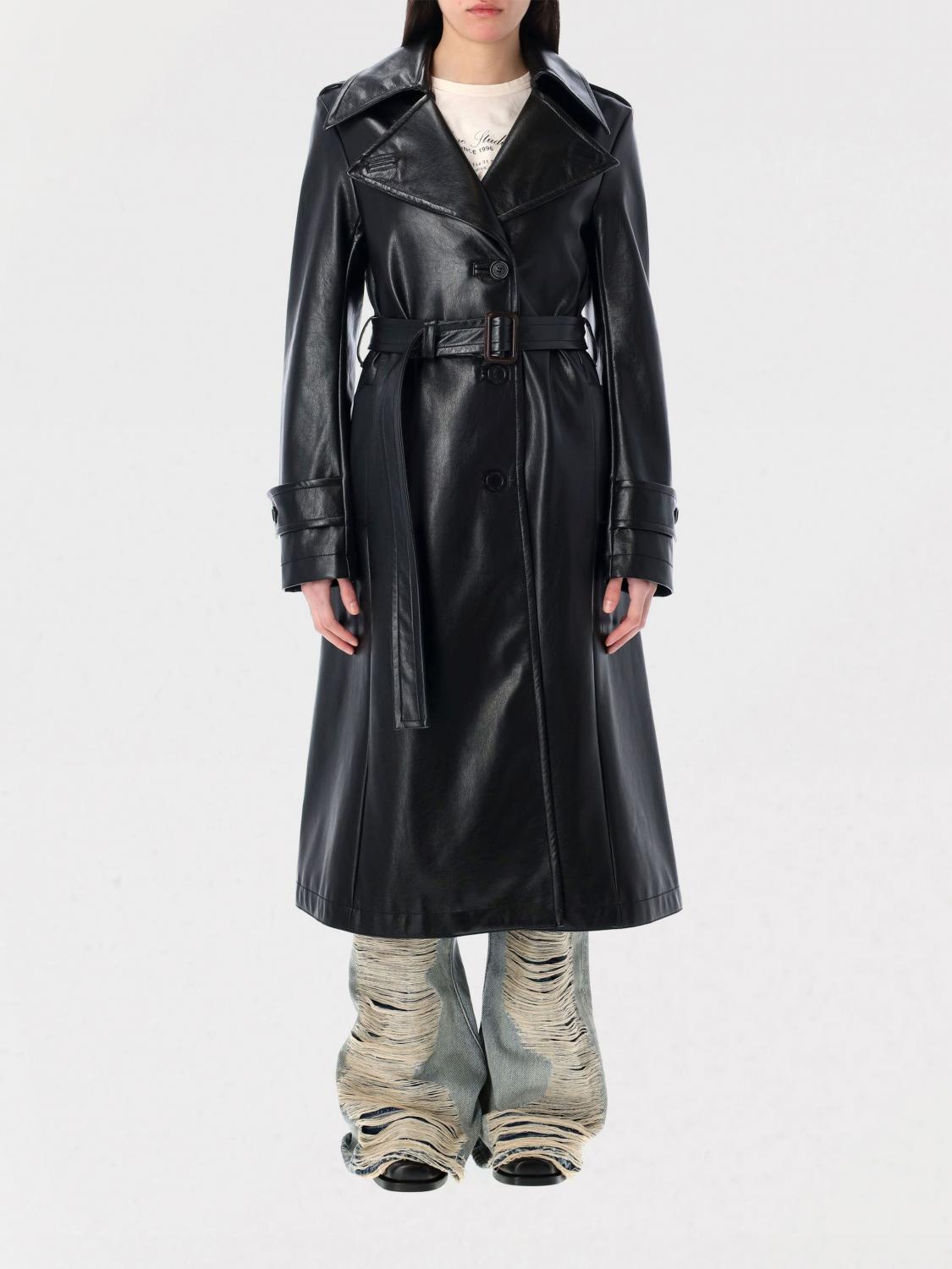 Acne Studios Women's Eco Leather Trench Coat In Schwarz