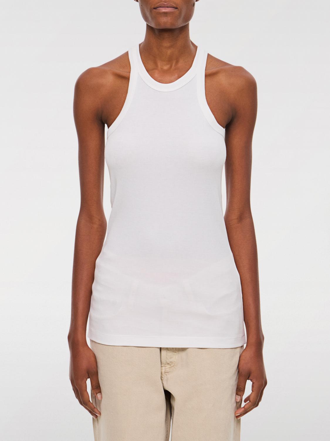 Sportmax Ribbed Crew Neck Racerback Sleeveless Top In White