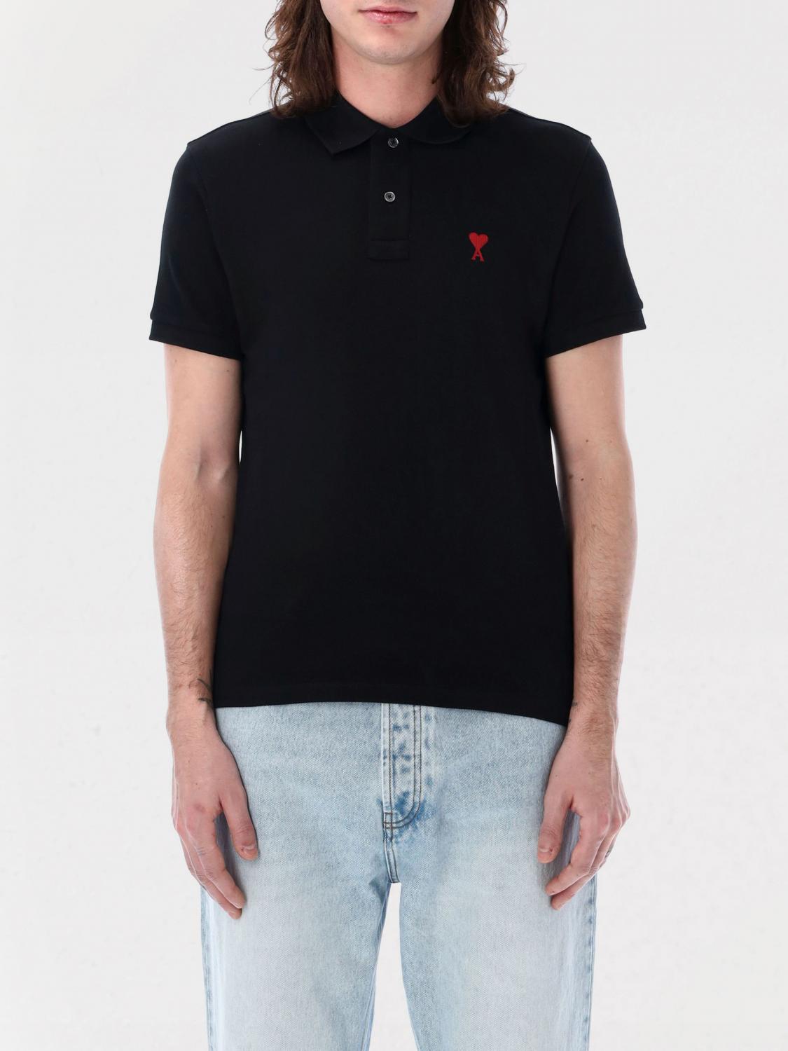 Polo Shirt AMI PARIS Men color Black Polo Shirt AMI PARIS Men color Black