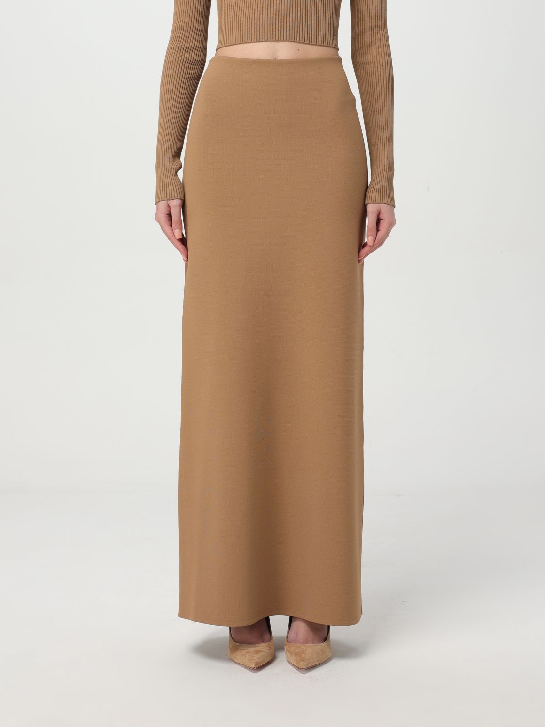 Max Mara High Waist Skirts Seam Detailing In Beige