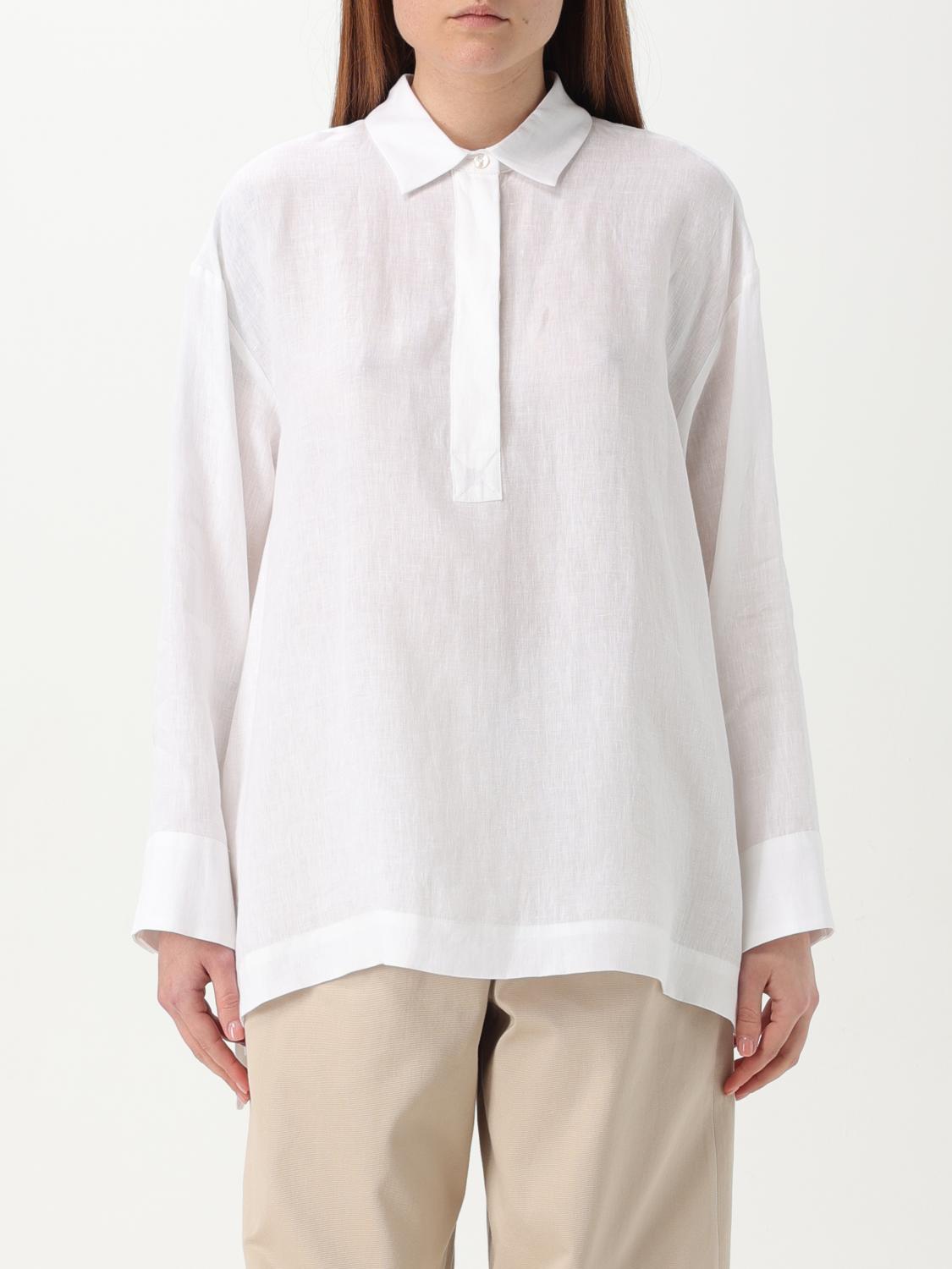 's Max Mara White Polo Shirt In Linen Canvas In White