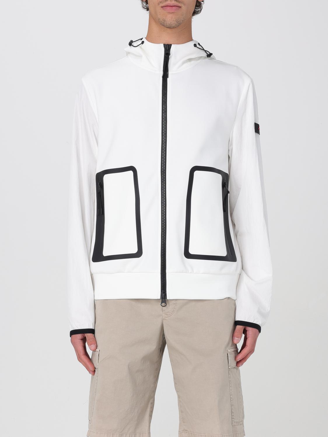 Peuterey Double Fabric Performance Jacket With Black Piping In Weiss
