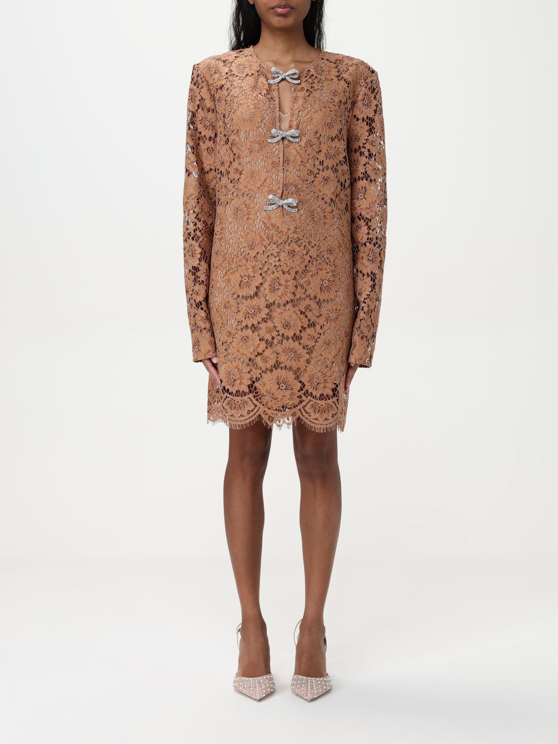 Shop Self-portrait Dress Woman Color Brown In Braun