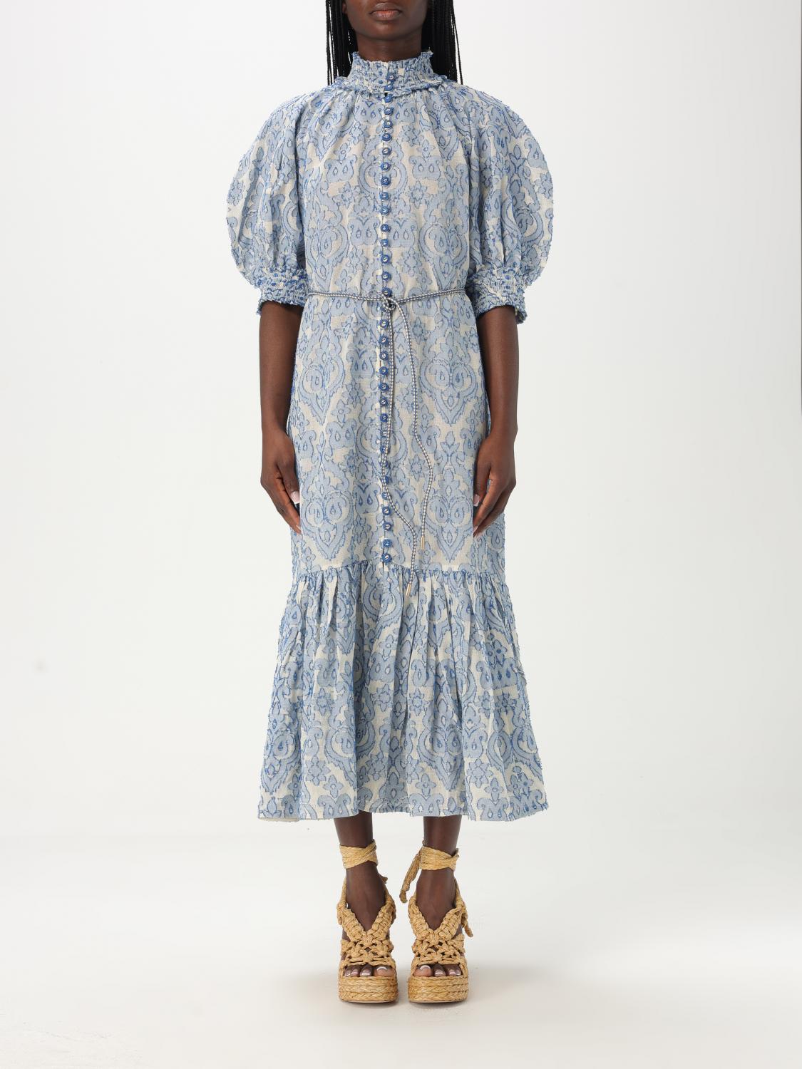 Zimmermann Wylie Belted Tiered Embroidered Cotton Midi Dress In Blau
