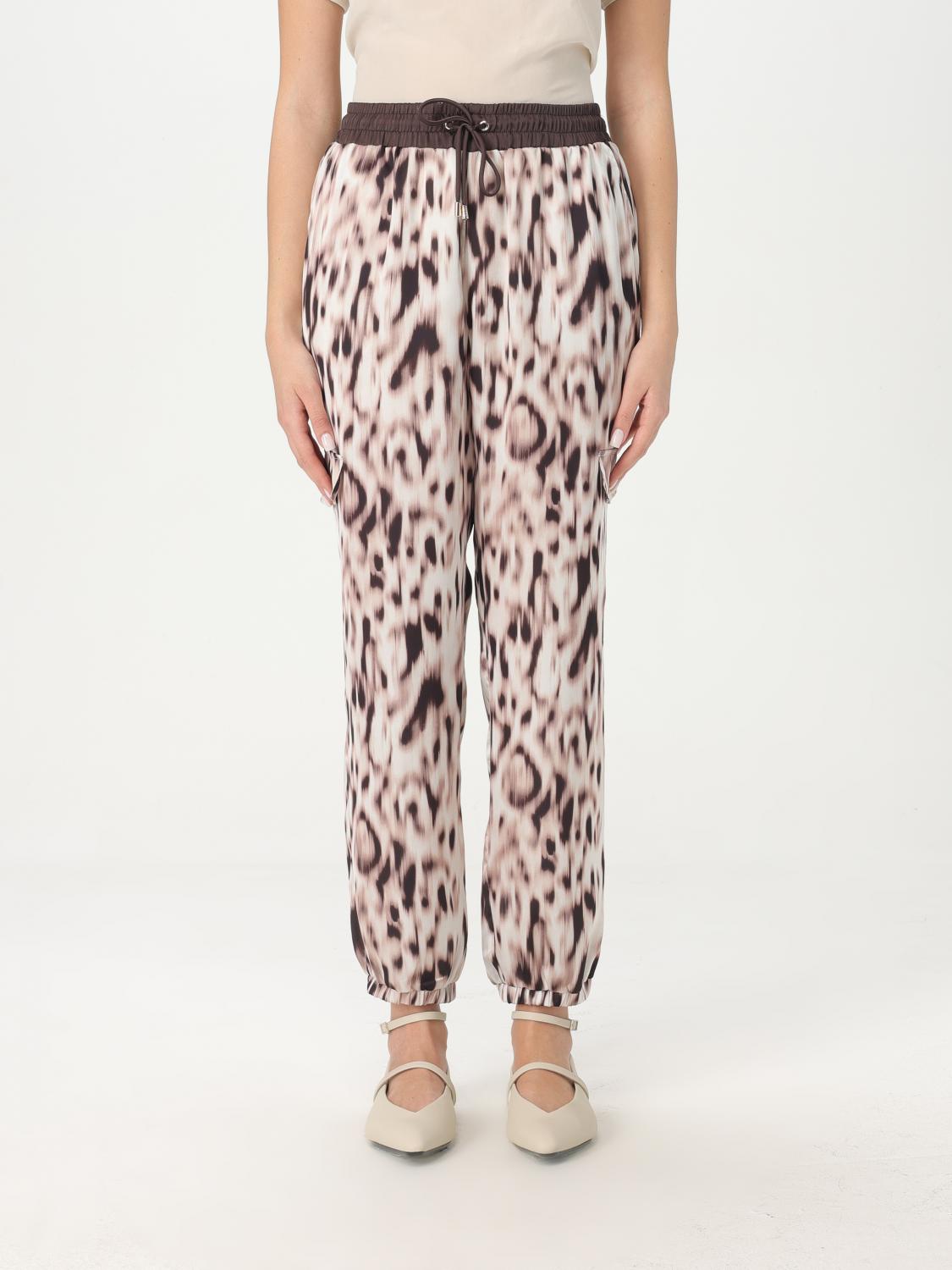 Liu •jo Flared Trousers With Cargo Pockets And Print In Bunt