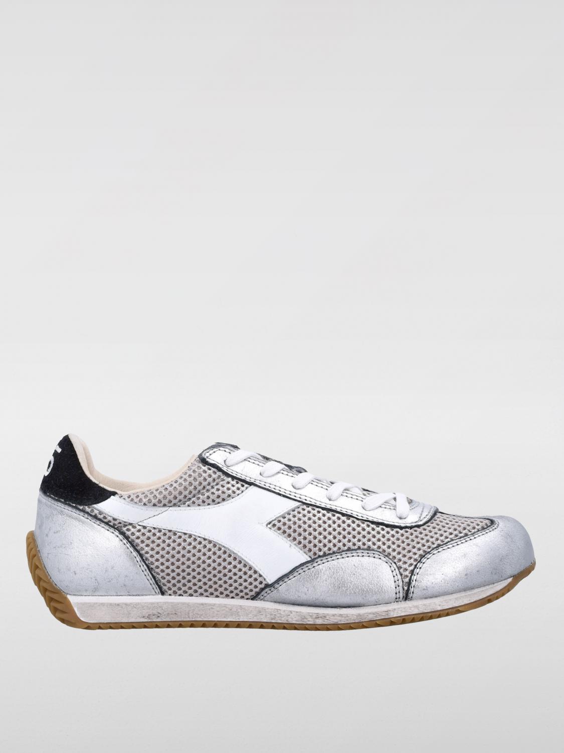 Diadora Silver Lace Up Sneakers In Metallic