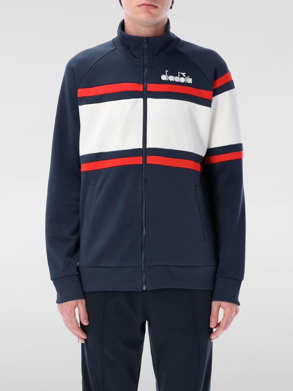 Diadora Striped Zip-up Sweatshirt In Blue
