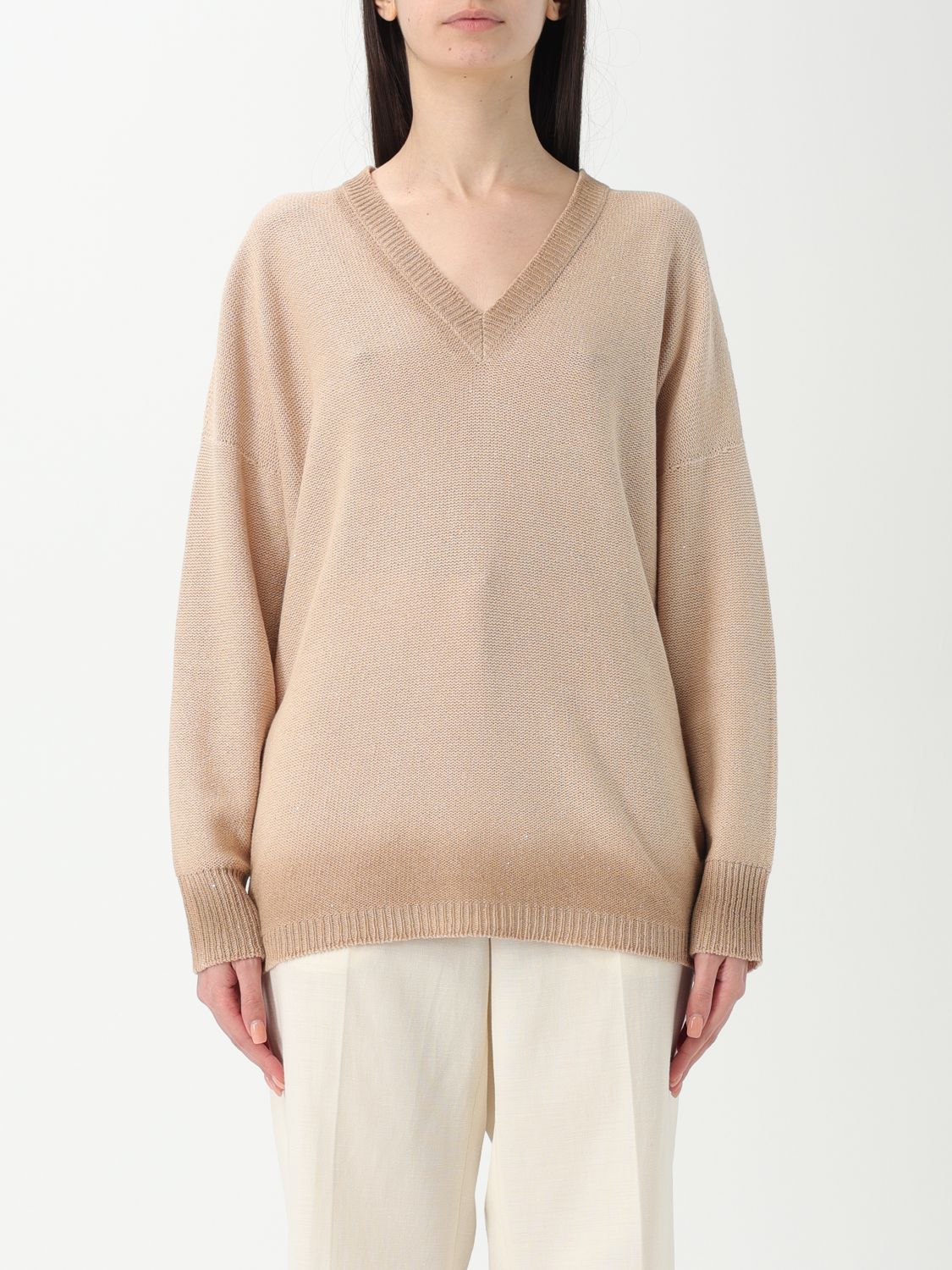 Shop Fabiana Filippi Sweater Woman Color Beige