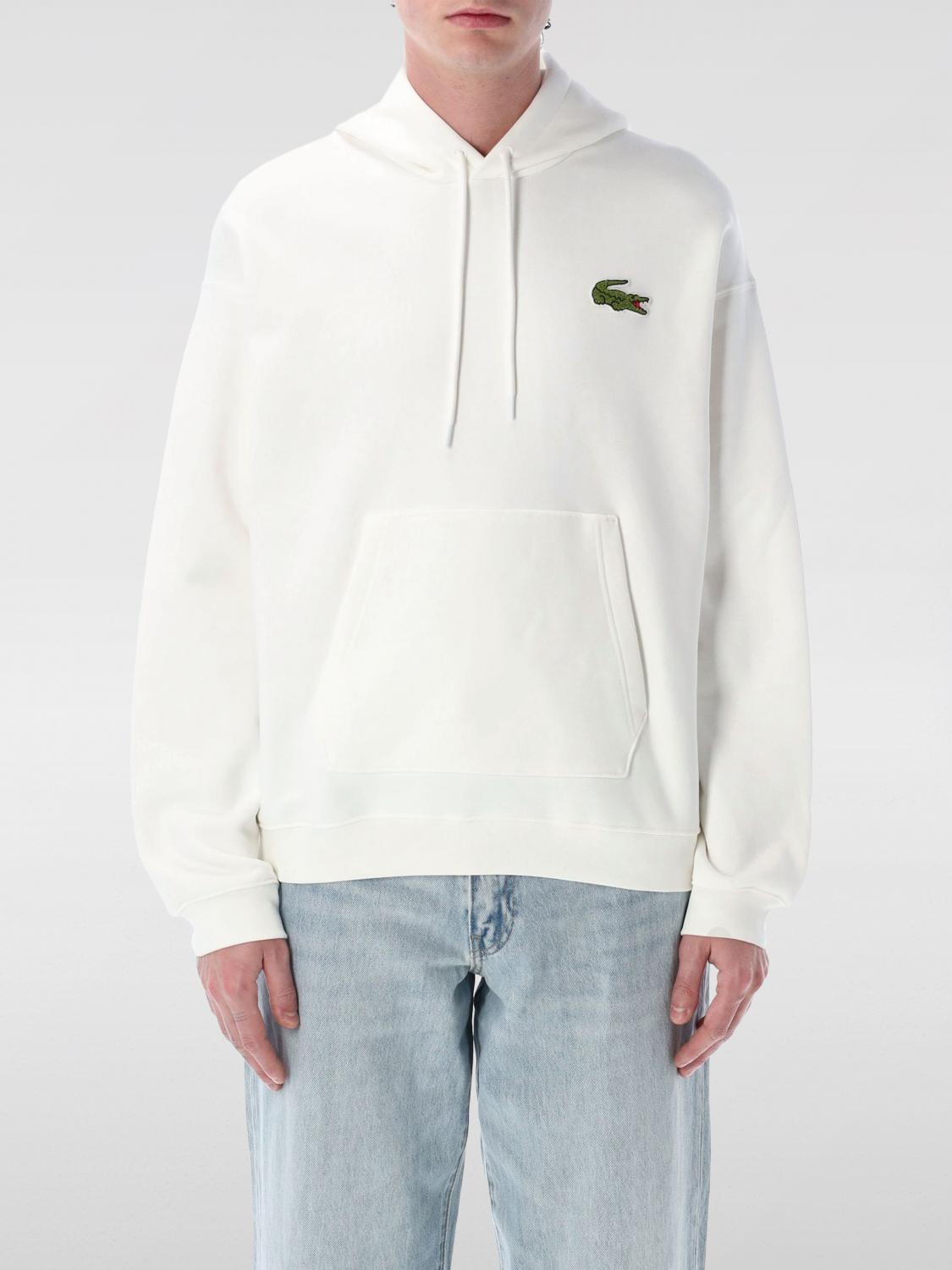 Lacoste Croco Hoodie Featuring Kangaroo Pocket In Weiss
