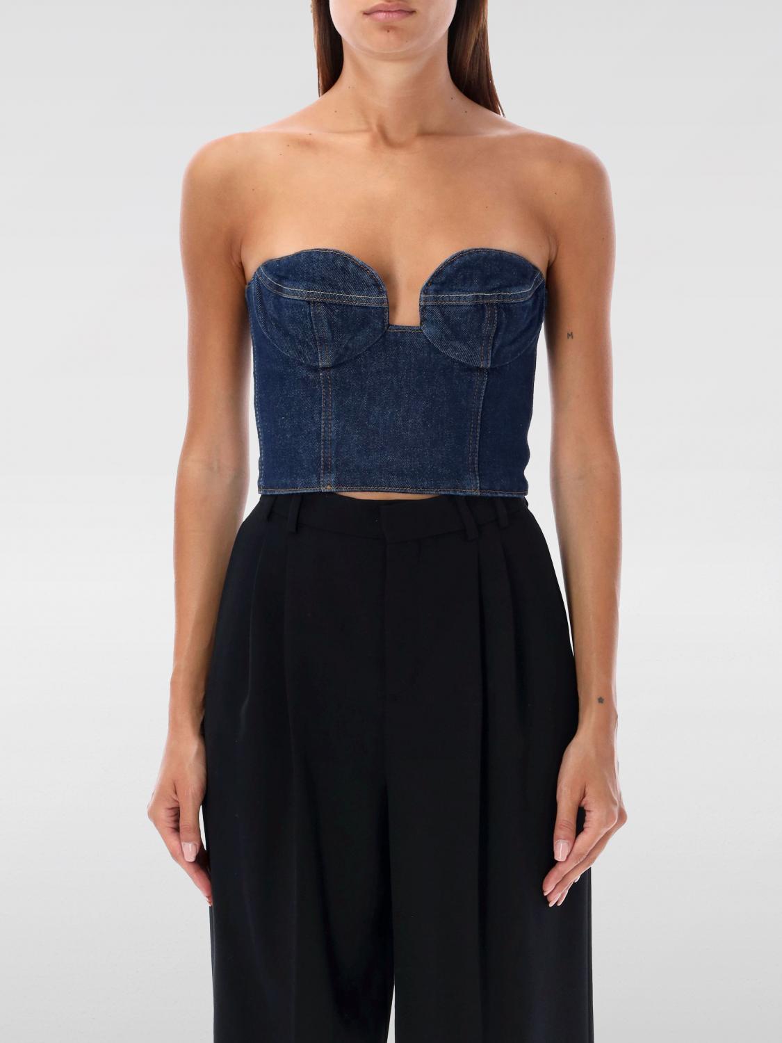 Shop Magda Butrym Top Woman Color Blue In Blau