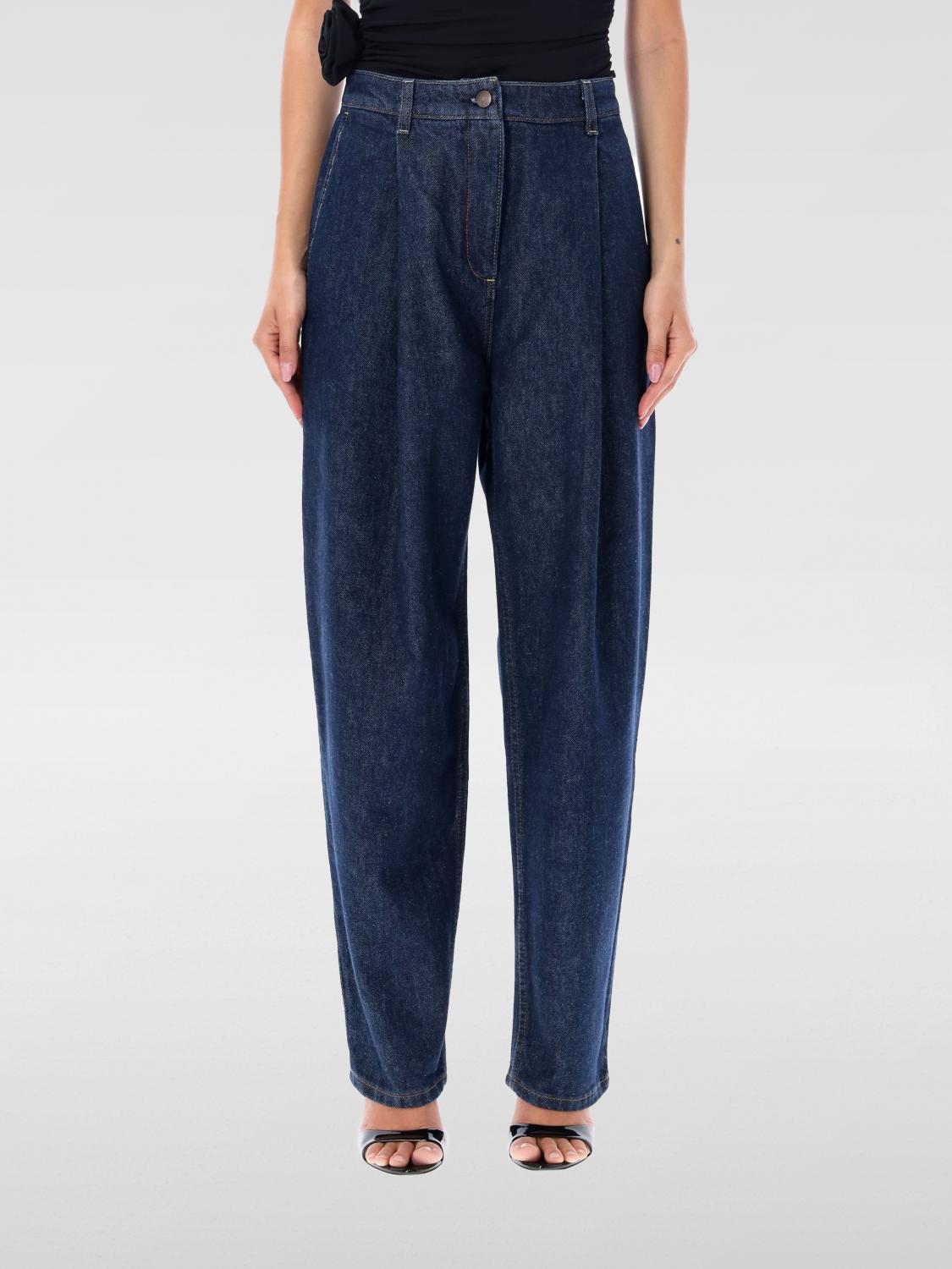 Magda Butrym High Rise Cotton Denim Baggy Jeans In Blau