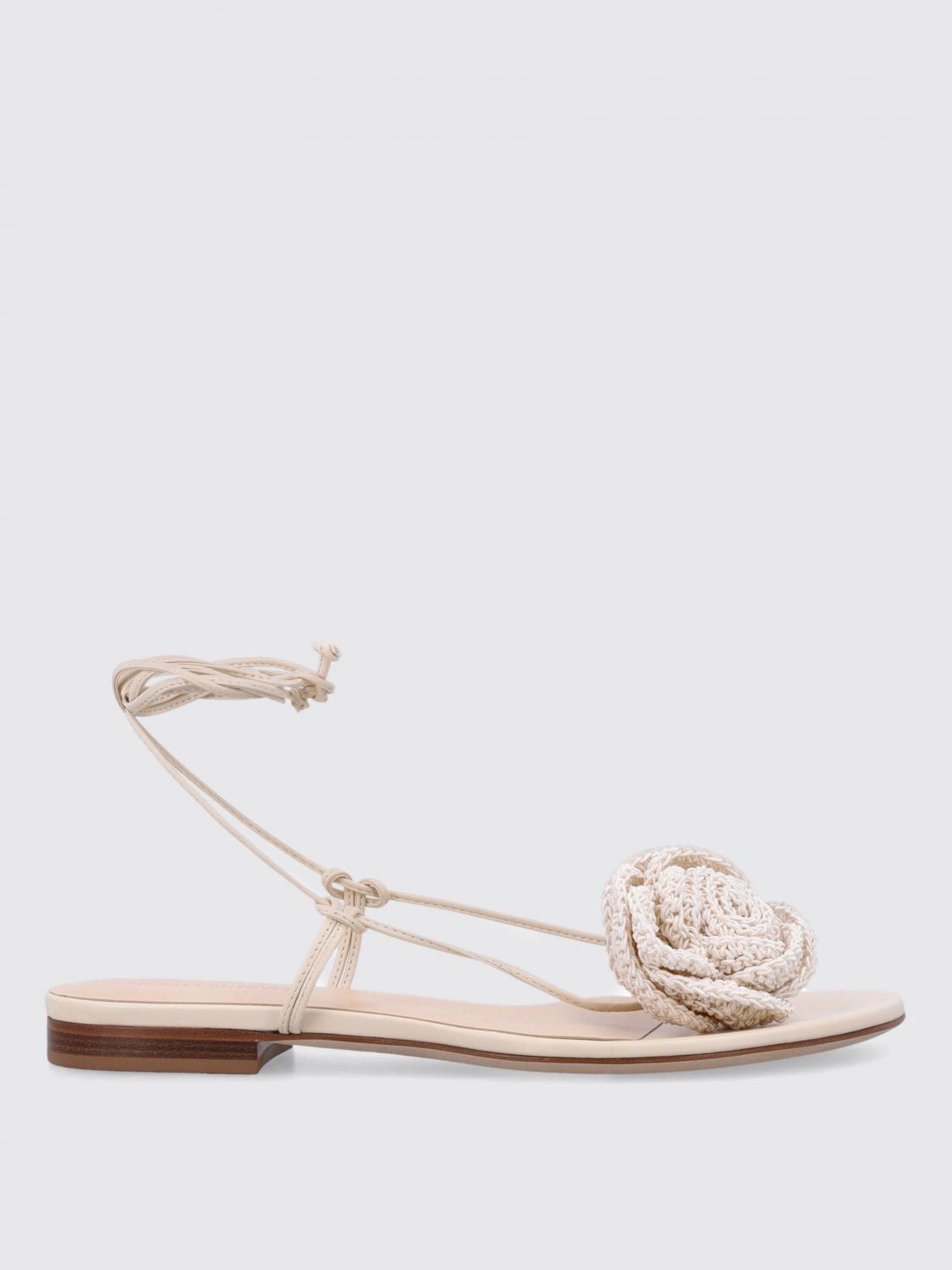 Magda Butrym Flat Sandal Crochet Flowers In Weiss