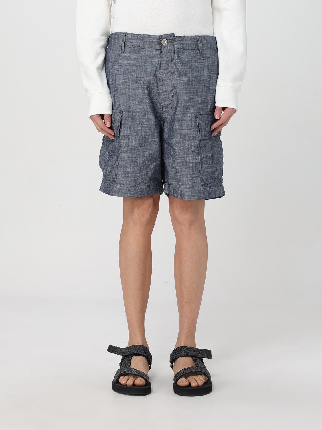 C.p. Company Chambray Cargo Shorts With Adjustable Waist In Blue