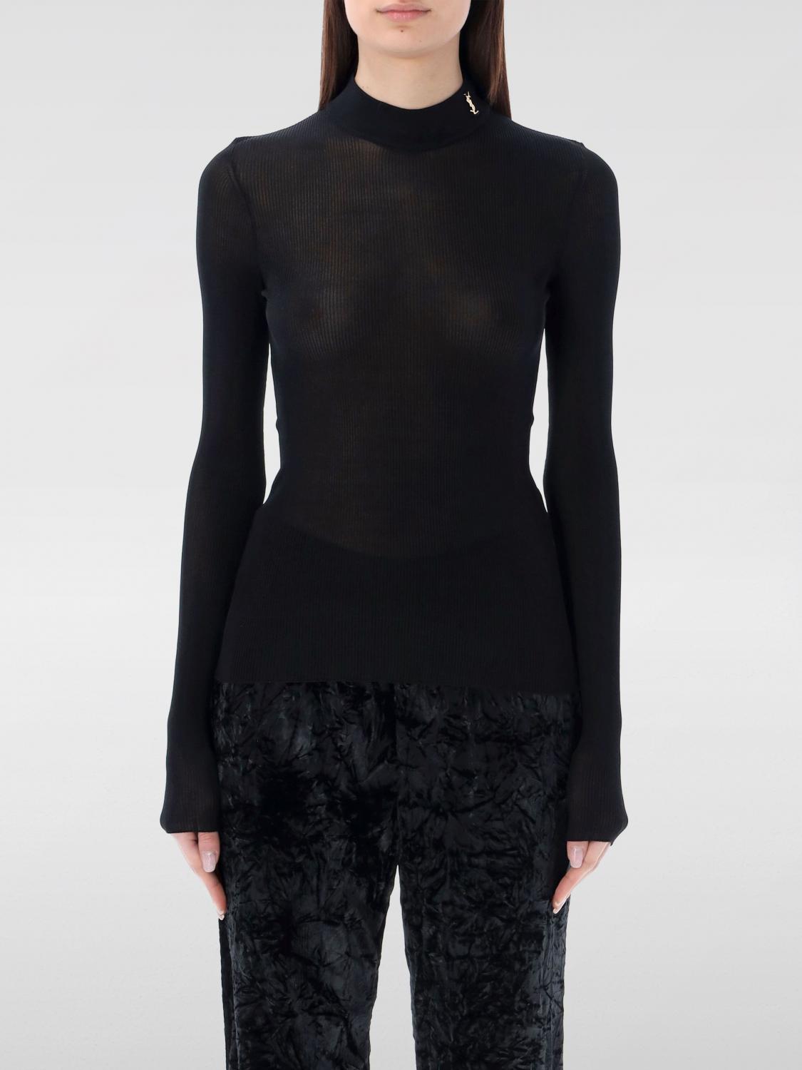 Saint Laurent Cassandre Turtleneck Sweater In Wool In Schwarz