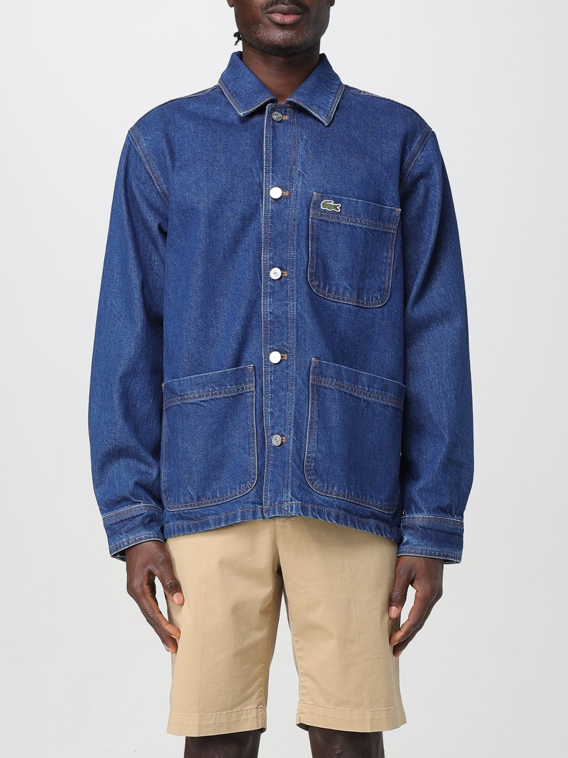 Lacoste Denim Shirt Jacket In Blau