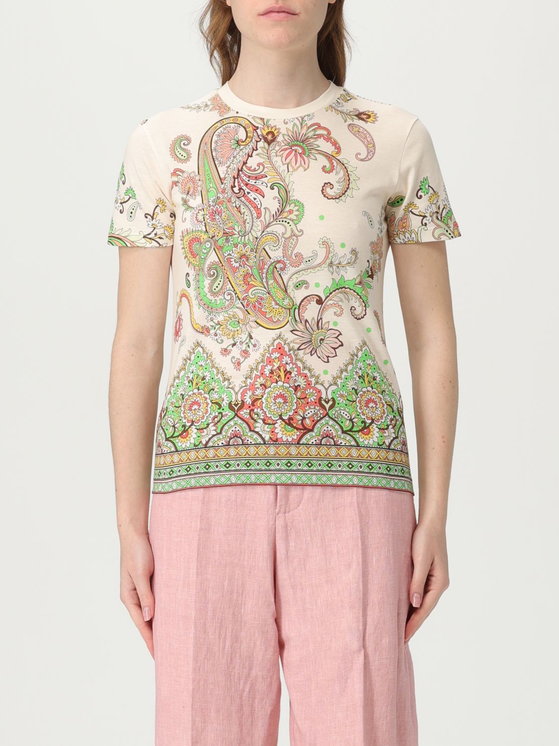 Etro Foliage Engineer Print Short-sleeve T-shirt In White
