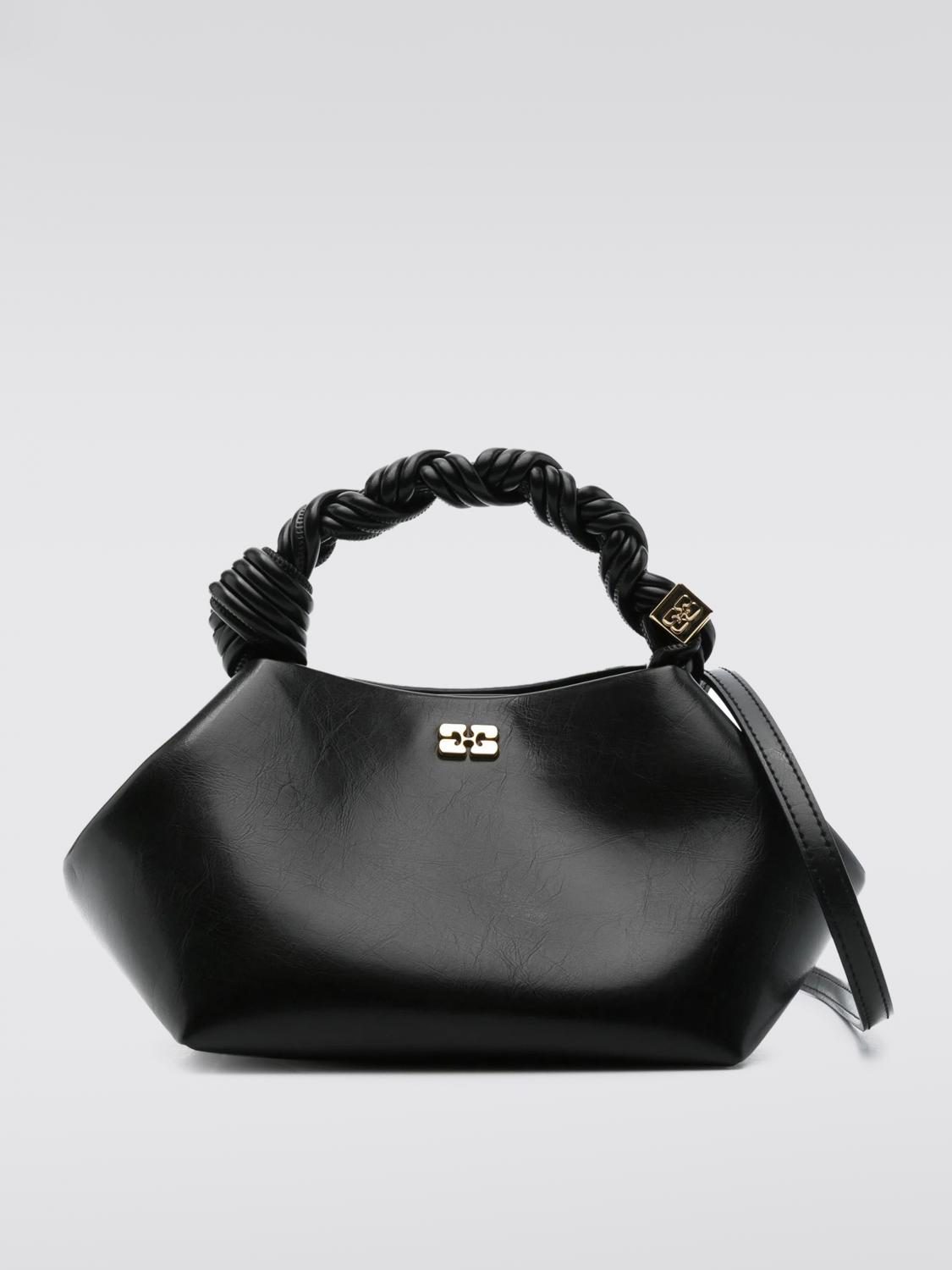 Ganni Bou Bag Small Crinkle Oleatex Handbags In Black